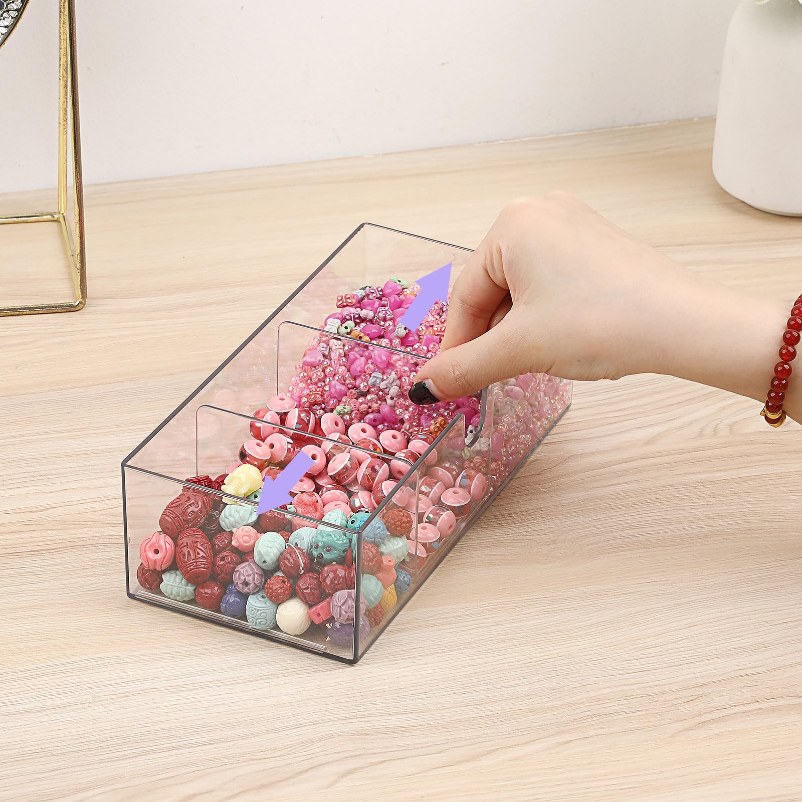 3 PCS Clear Acrylic Stackable Pencil Drawer Removable Divider Organizer