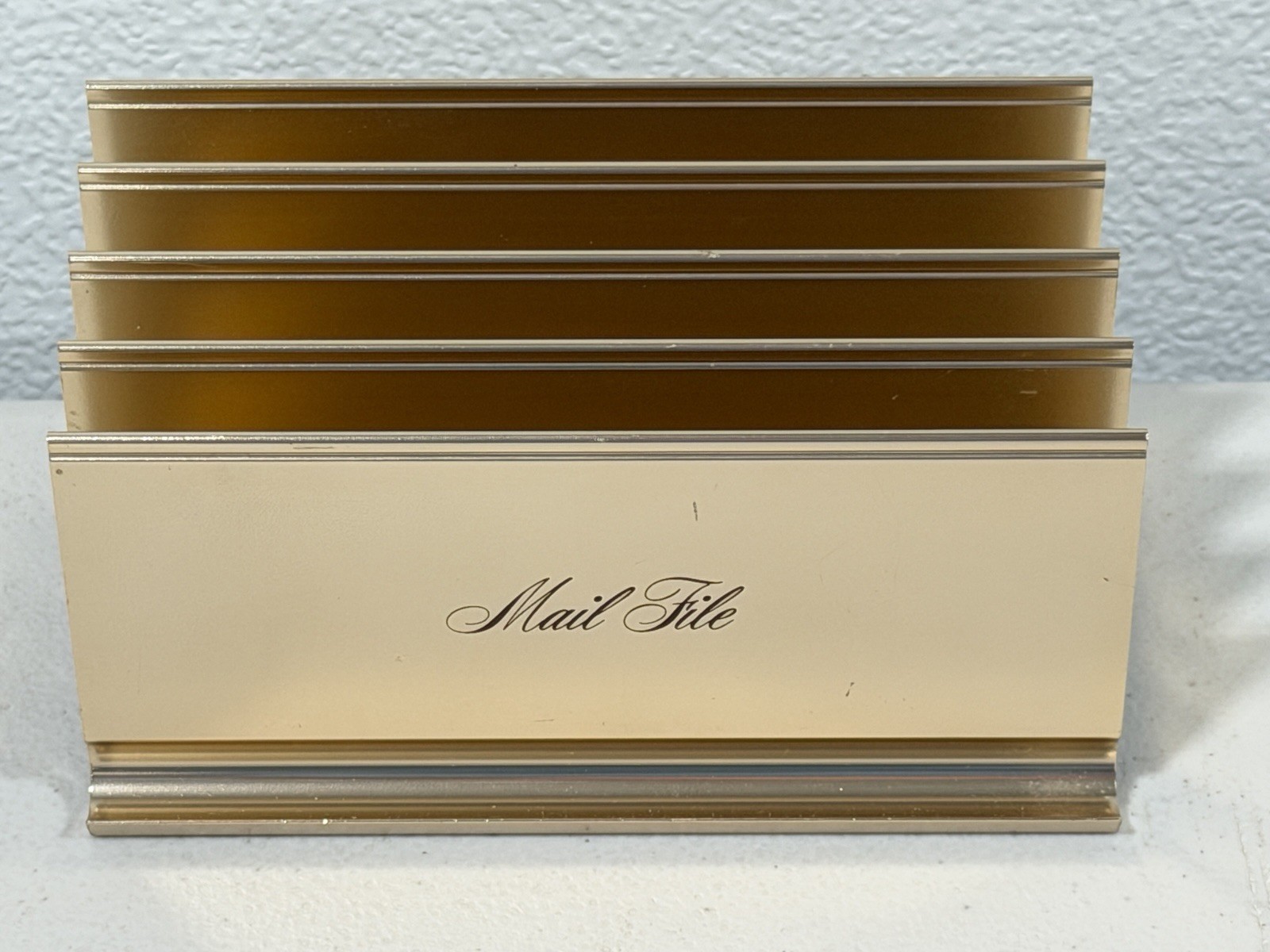Vintage Industrial Metal Bronze/ Gold Desk Top Mail/Paper Organizer MCM Must See