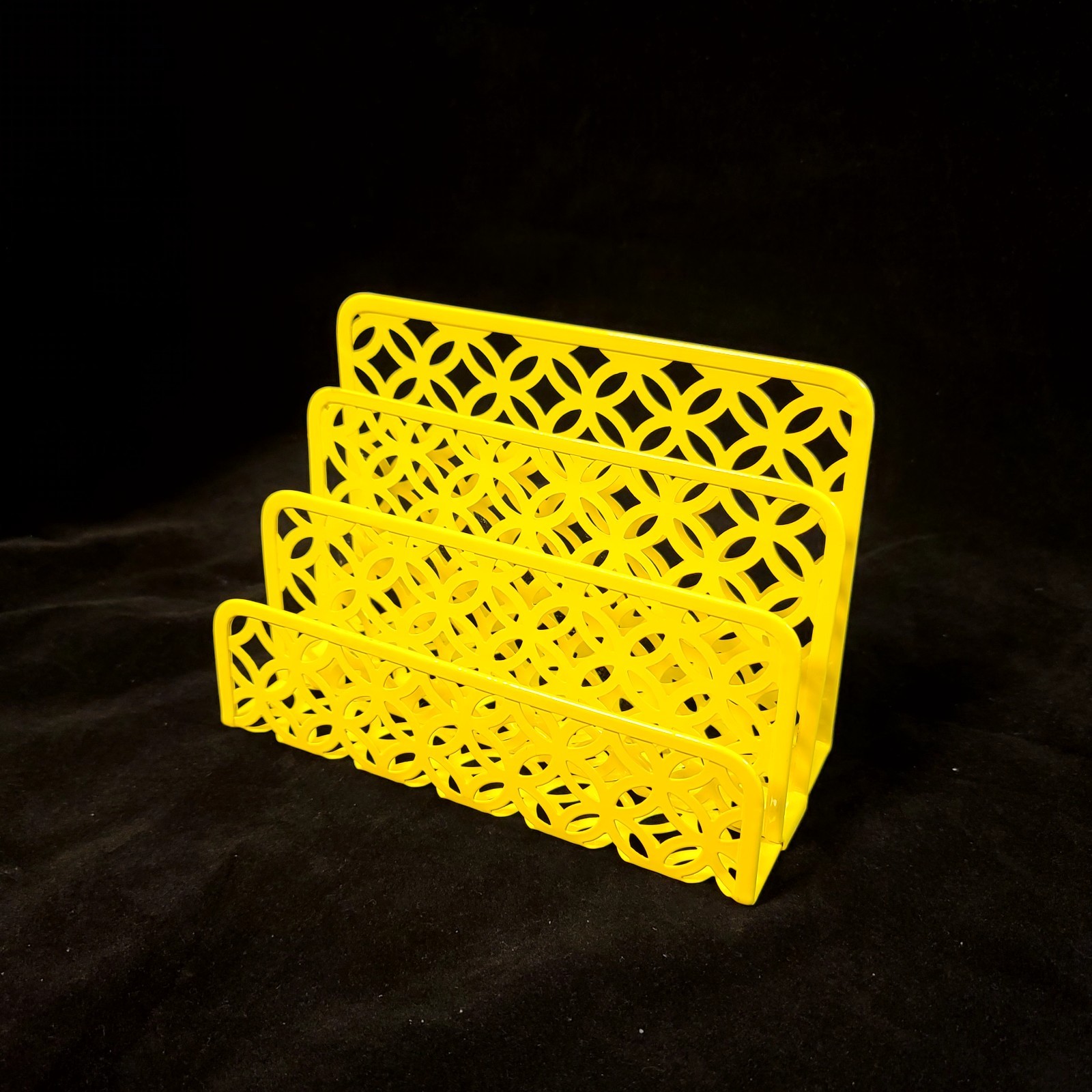 Yellow Desk Organizer Mail Sorter Metal Letter Holder Office