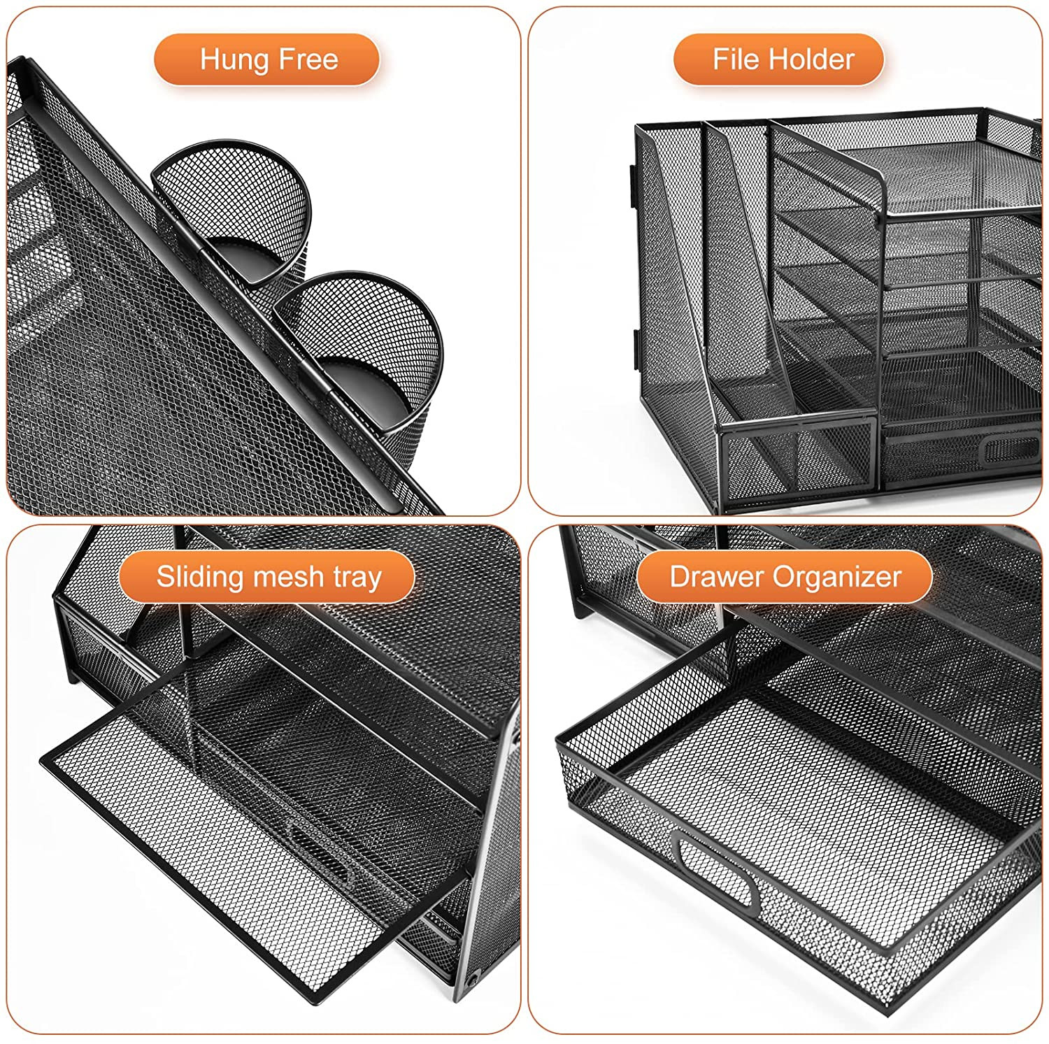 Marbrasse Desk Organizer with File Holder, 5-Tier Paper Letter Tray Organizer wi