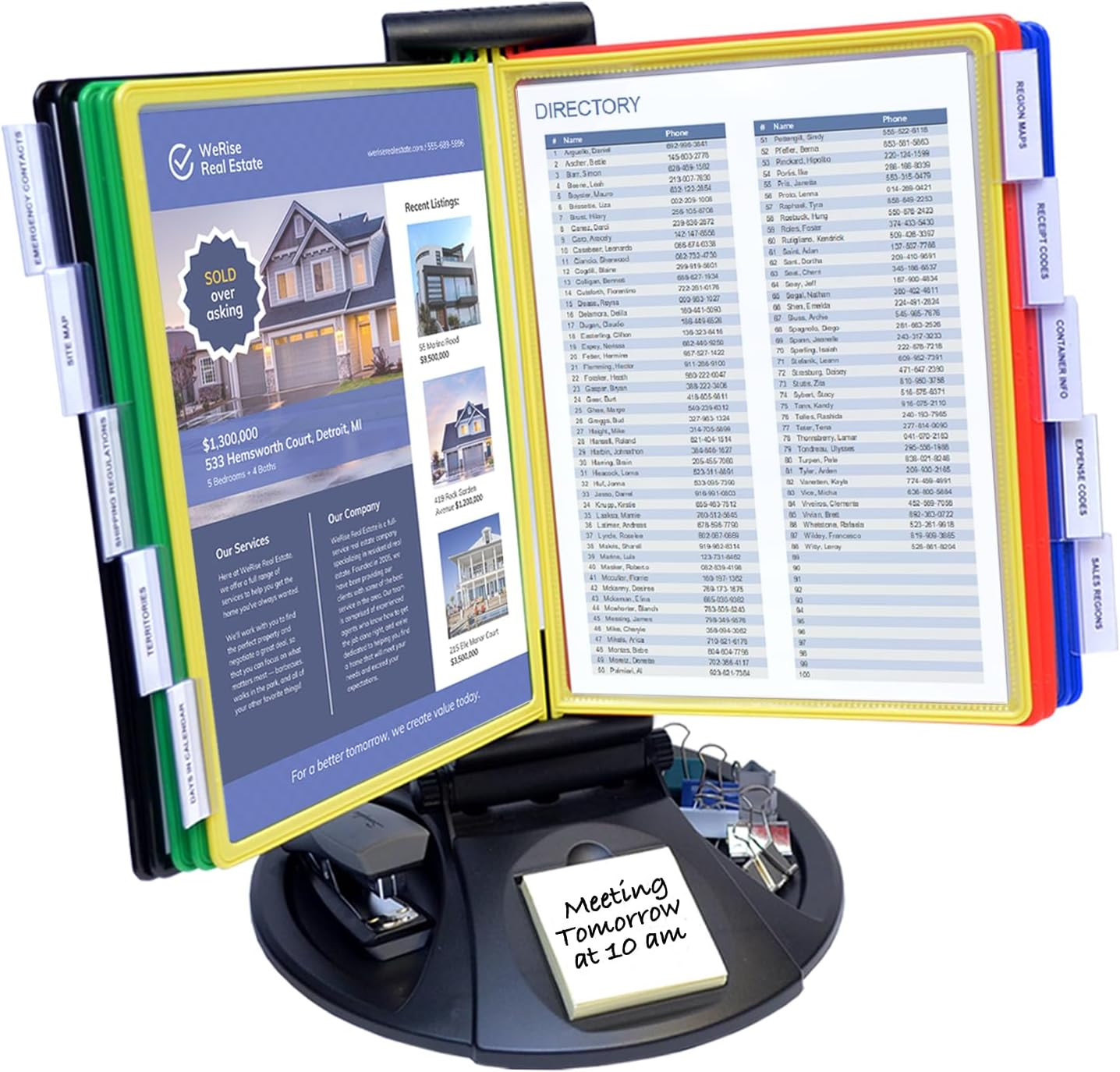 Ultimate Office Adjustaview 10-Pocket Desk Reference Organizer with Supplies Sto