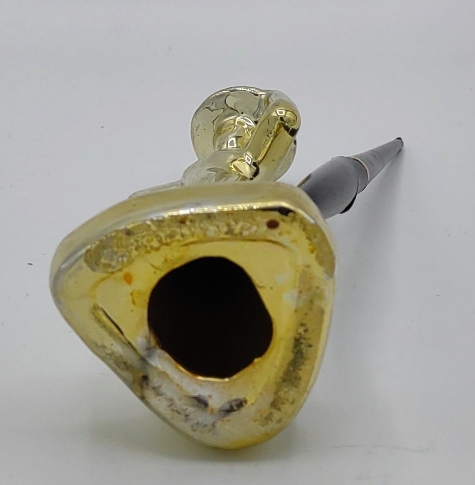 Vtg Art Deco Gold Ceramic Lady Pen Holder W/Fountain Pen 8″