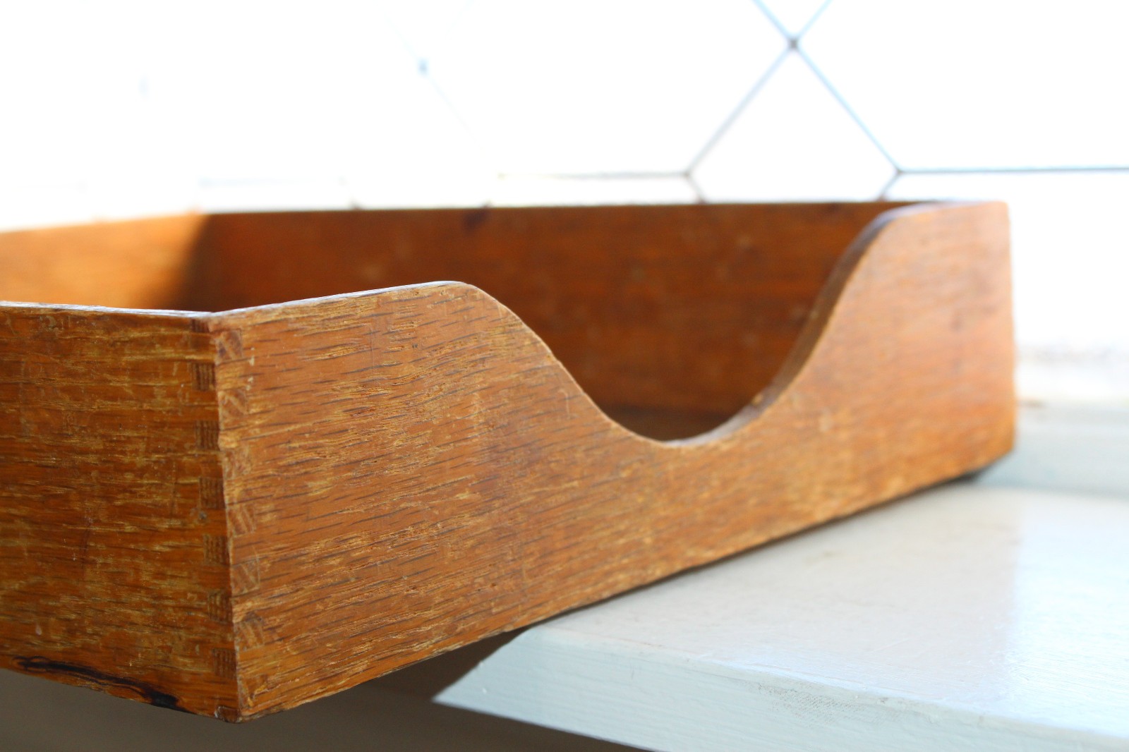 Vintage Mid Century Globe Wernicke Wooden Paper Tray Desk Storage