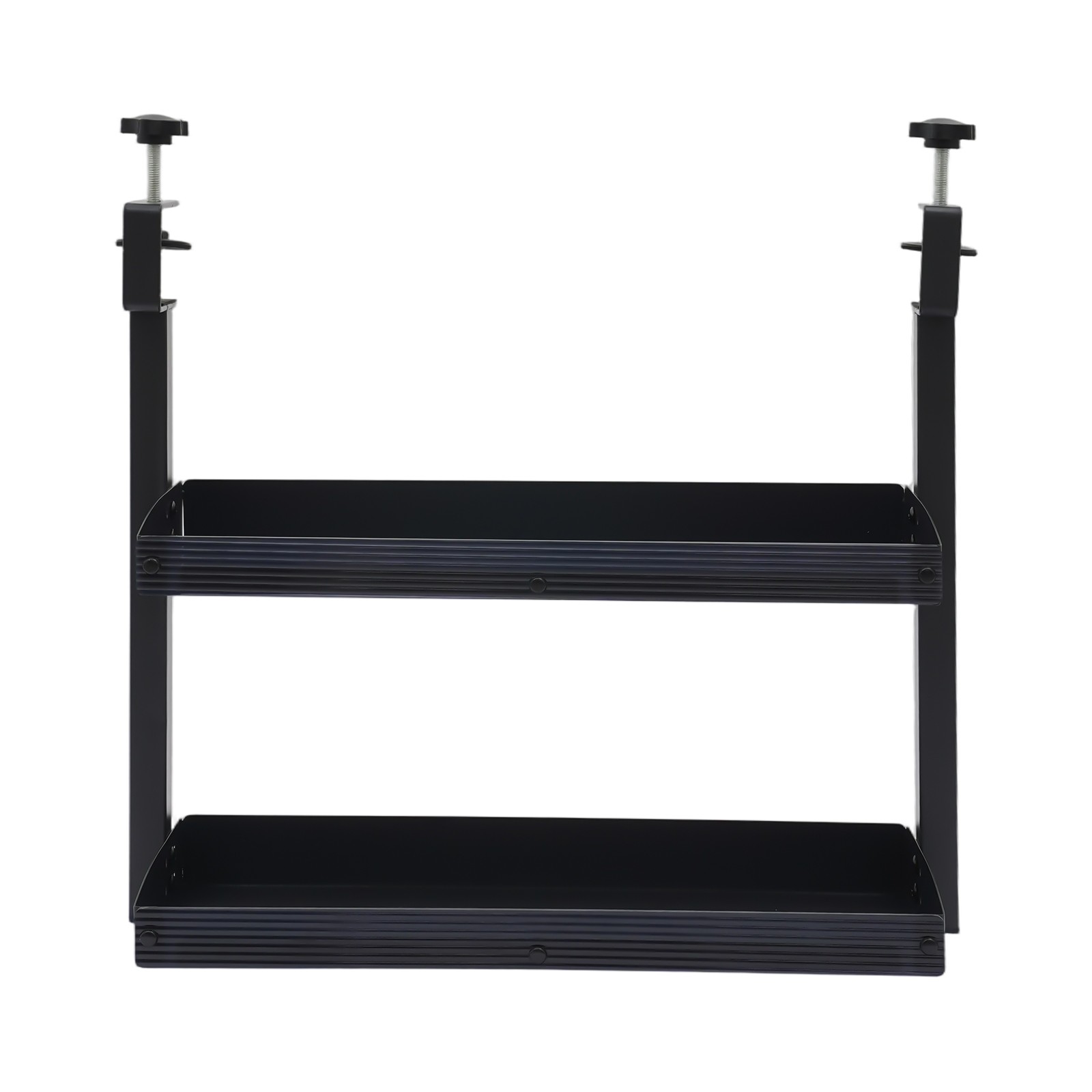 Desktop or Under-Desk Shelf Clamp-on 2-Tier Shelving W/ Adjustable Storage Tray