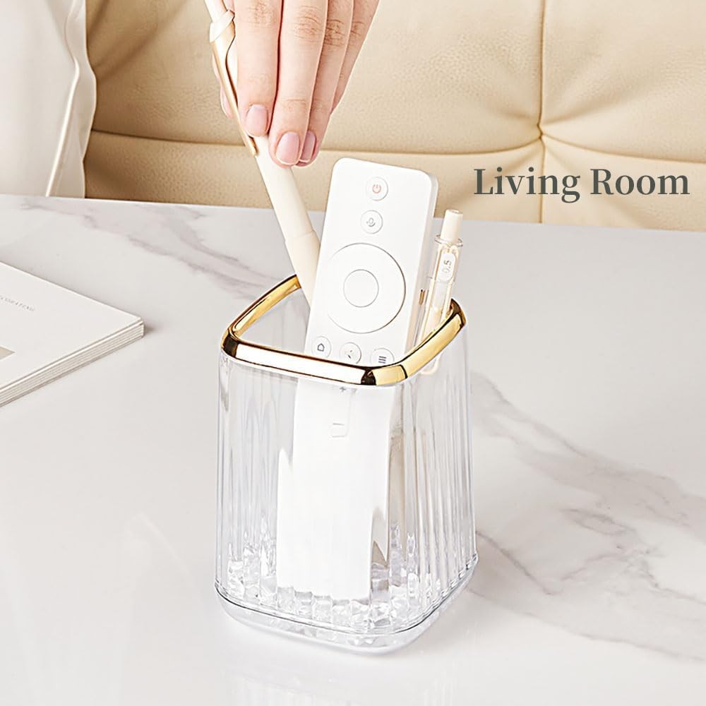Acrylic Pen Holder Cute Clear Green Desk Organizer Pencils Makeup Brushes