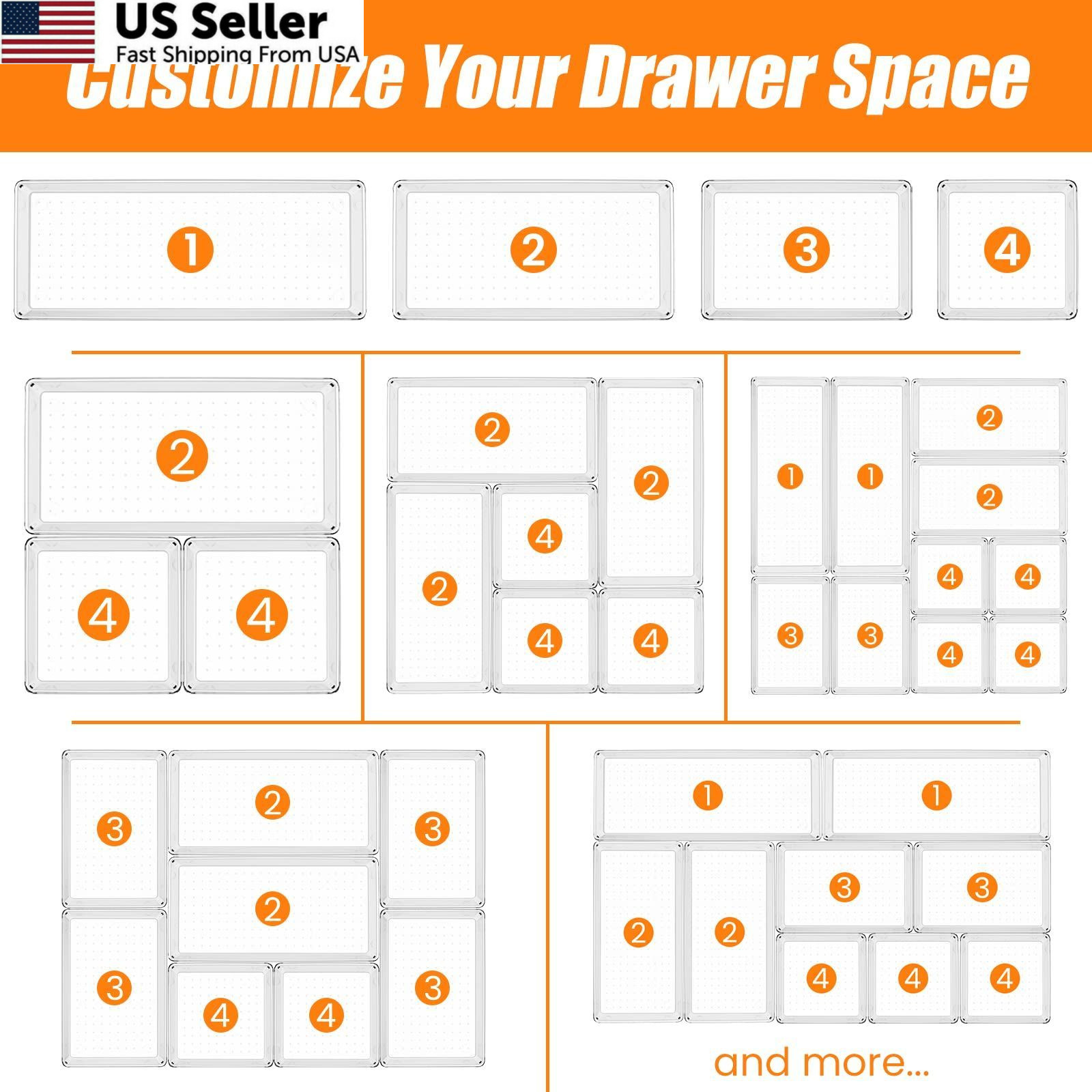 Criusia 6 Pcs Large Size Clear Drawer 6 PACK, Plastic Organizer
