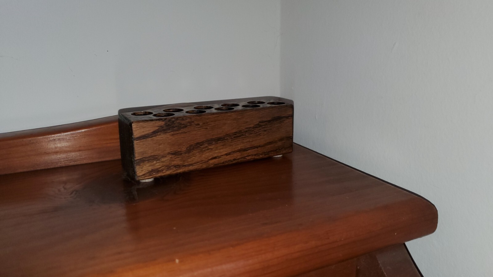 Wood 10 Pen Holder, Walnut Color