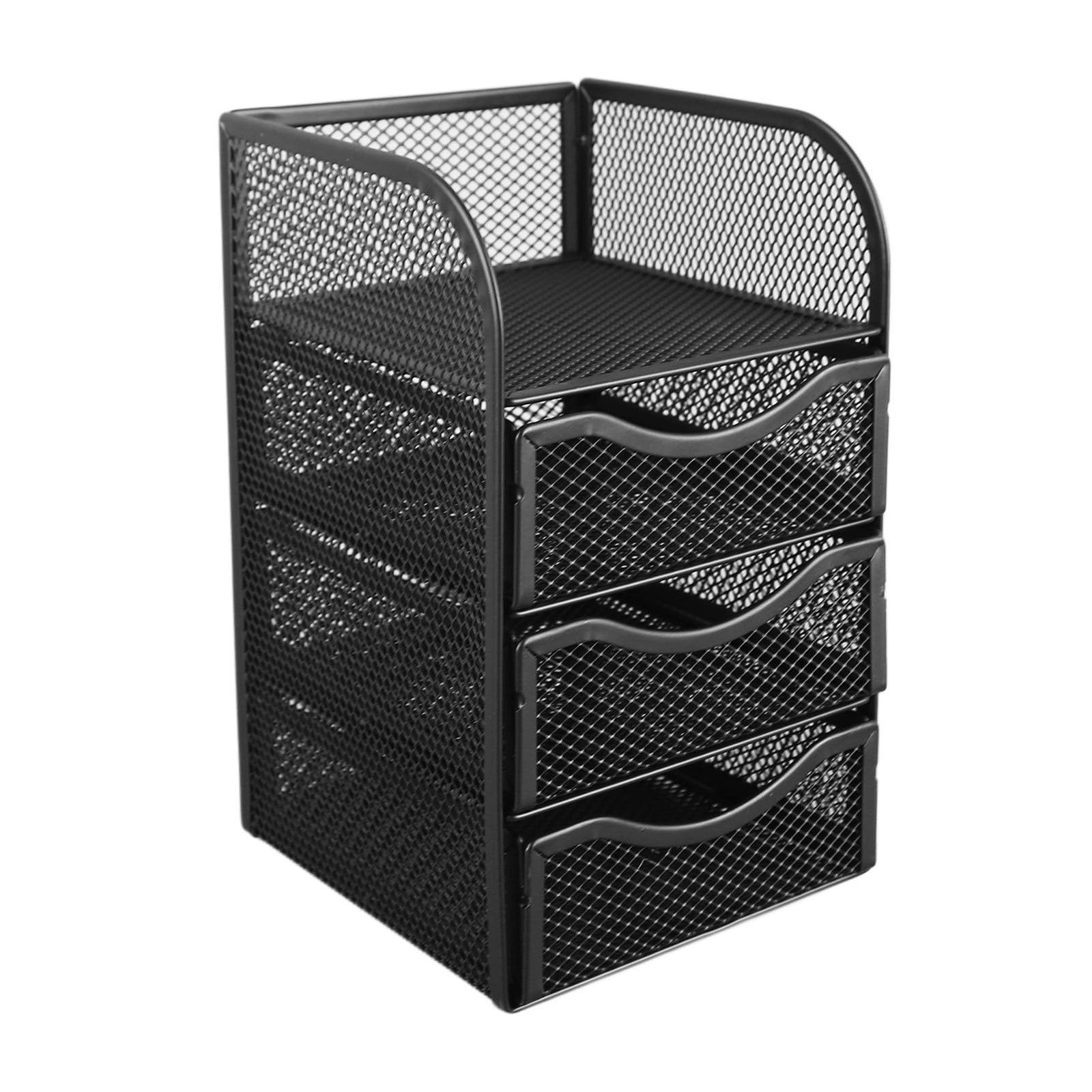 LJCM Desk Organizer, 3 Drawers Office Multifunctional Black