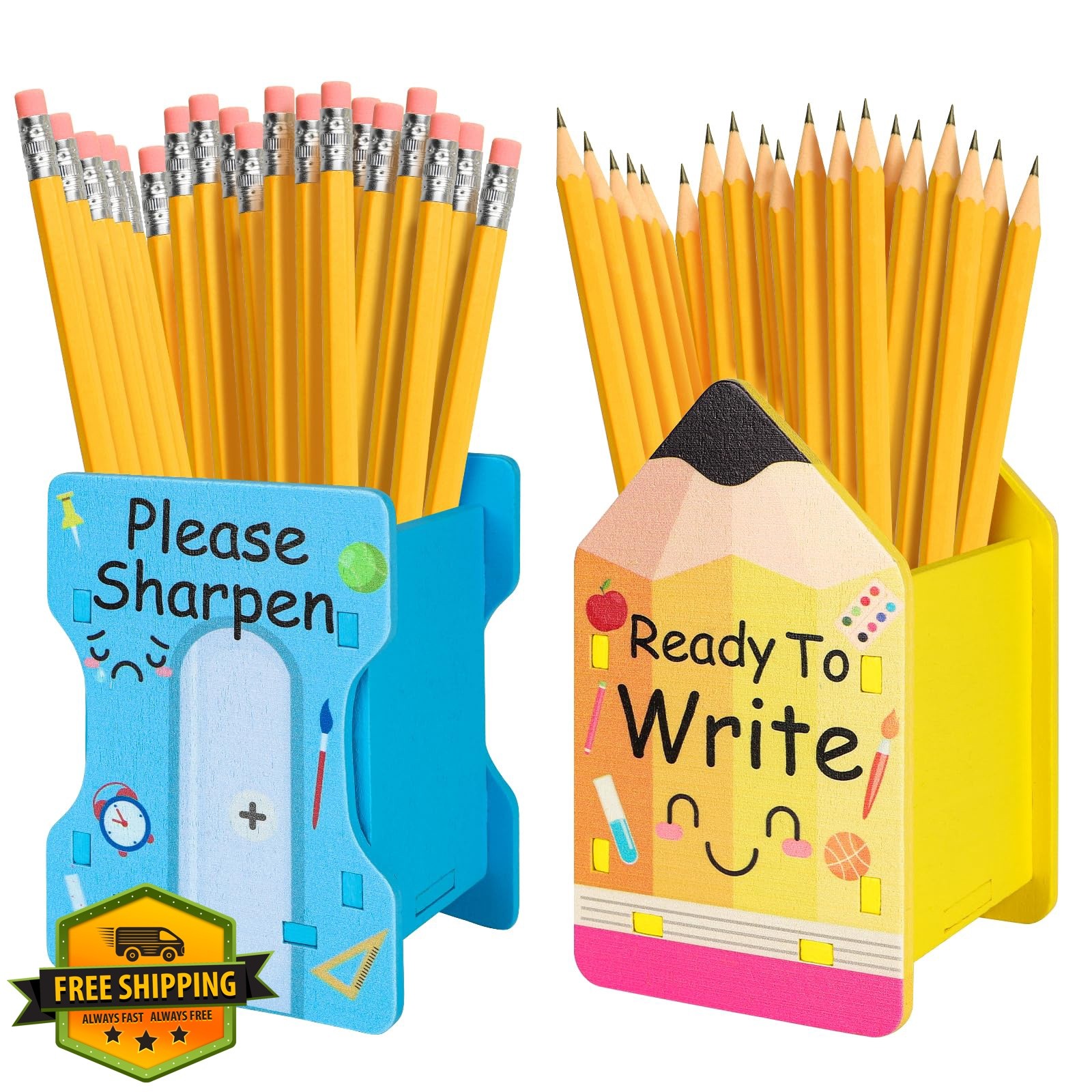 COCHIE Pencil Holder Yellow Blue 2pc