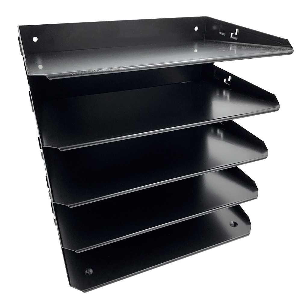 Huron Horizontal 5 Slot Steel Desk Organizer/Sorter Black HASZ0149