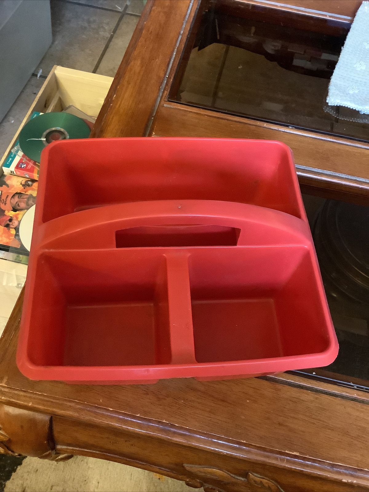 Darice – Classroom Caddy – 9 1/4” X 9 1/4” X 3 5/8” – Red – 3 Section