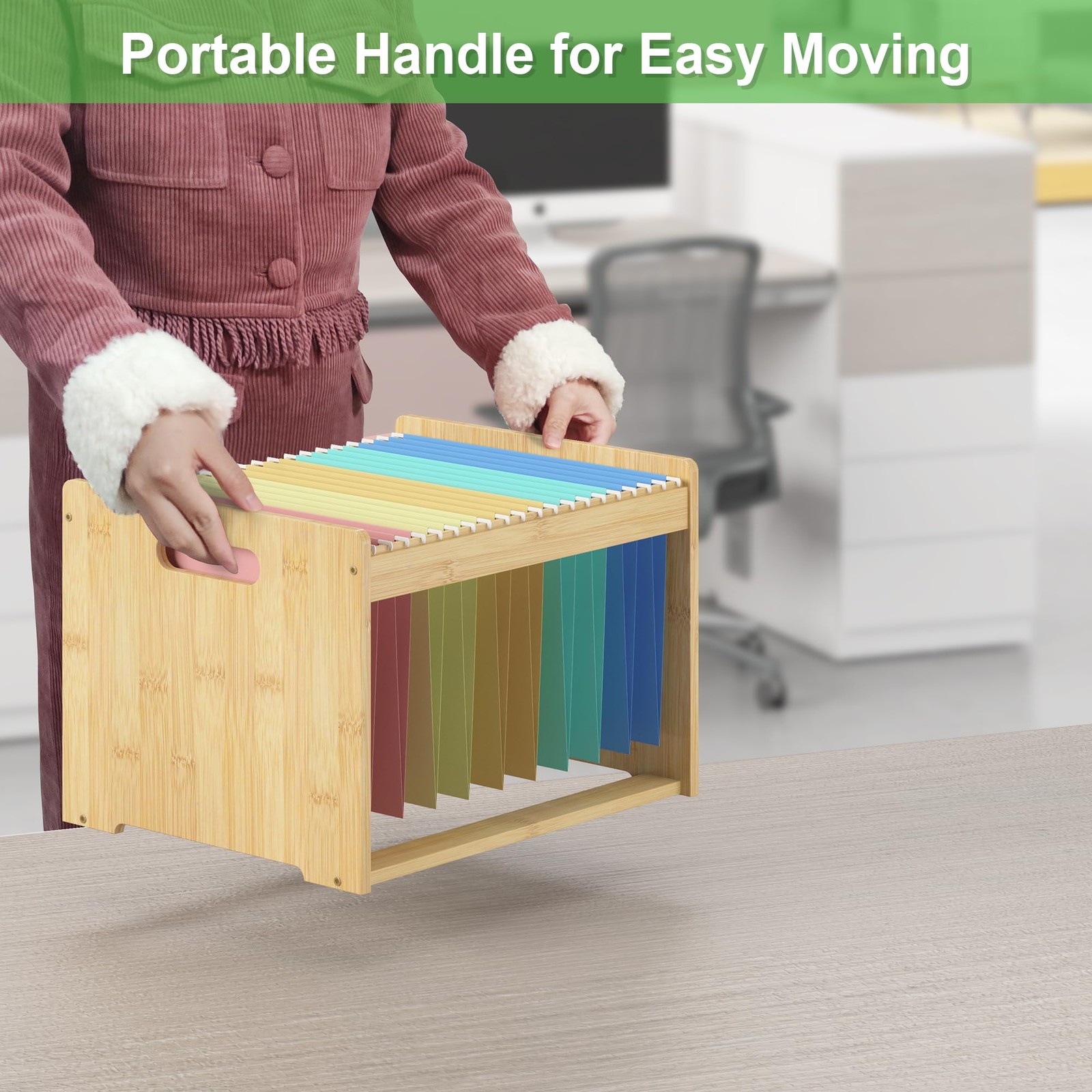 Wisuce Essentials Hanging File Organizer Box for Letter 1 Pack-Basic, Natural