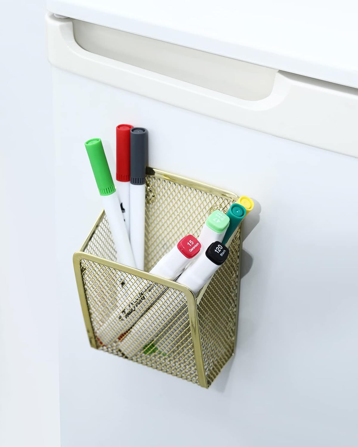 Magnetic Pencil Holder,Mesh Stainless Steel Pen Basket, Metal Writing Utensil St