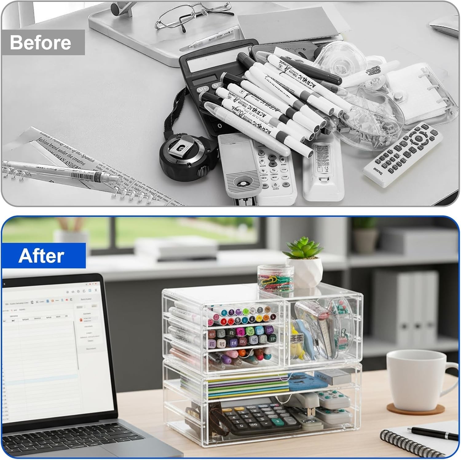 Acrylic Organizer with 6 Drawers, Makeup, Desk, Bathroom Storage