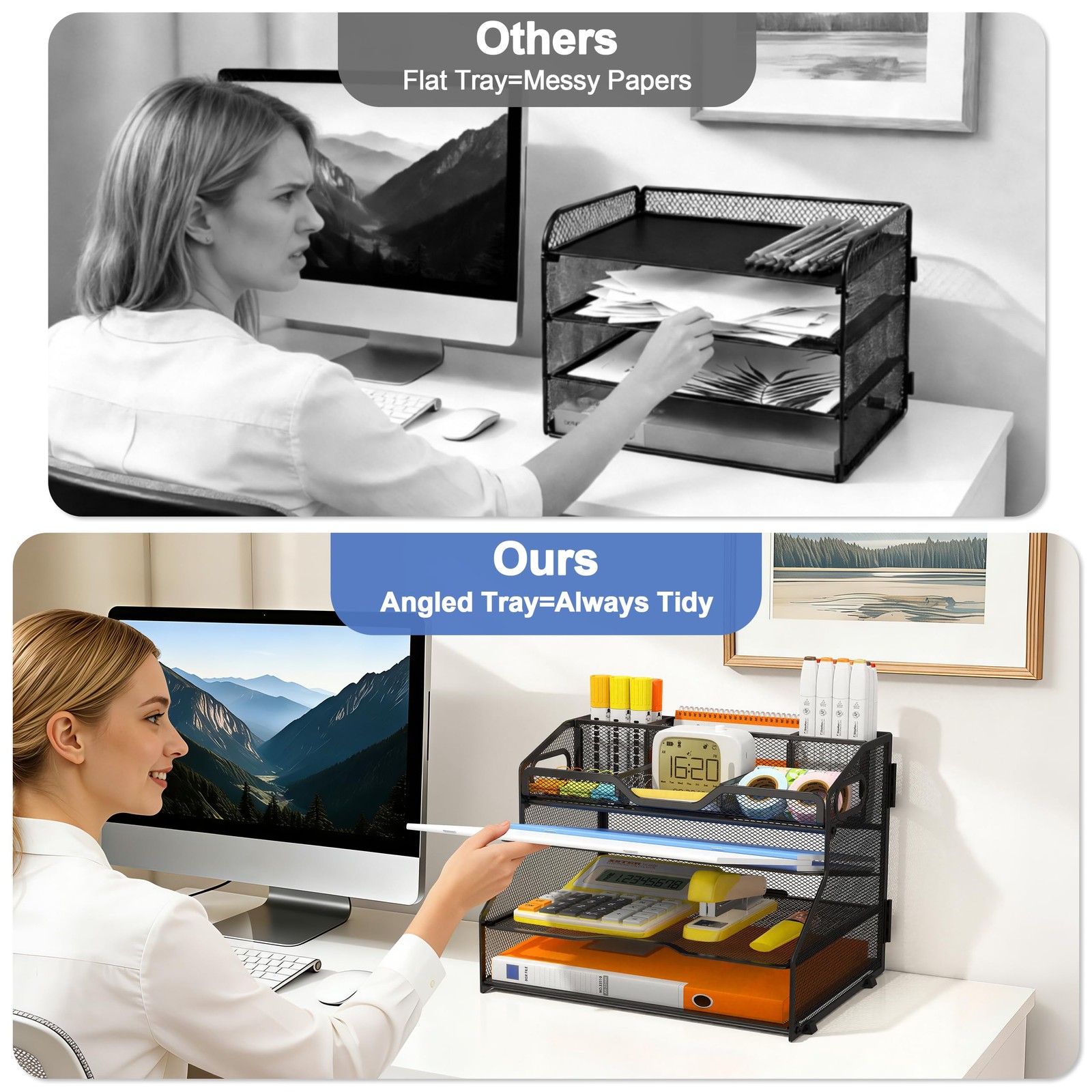 NextFile 4 Tier Desk Orgnizers and Accessories, Metal Magazine File Holder wi…