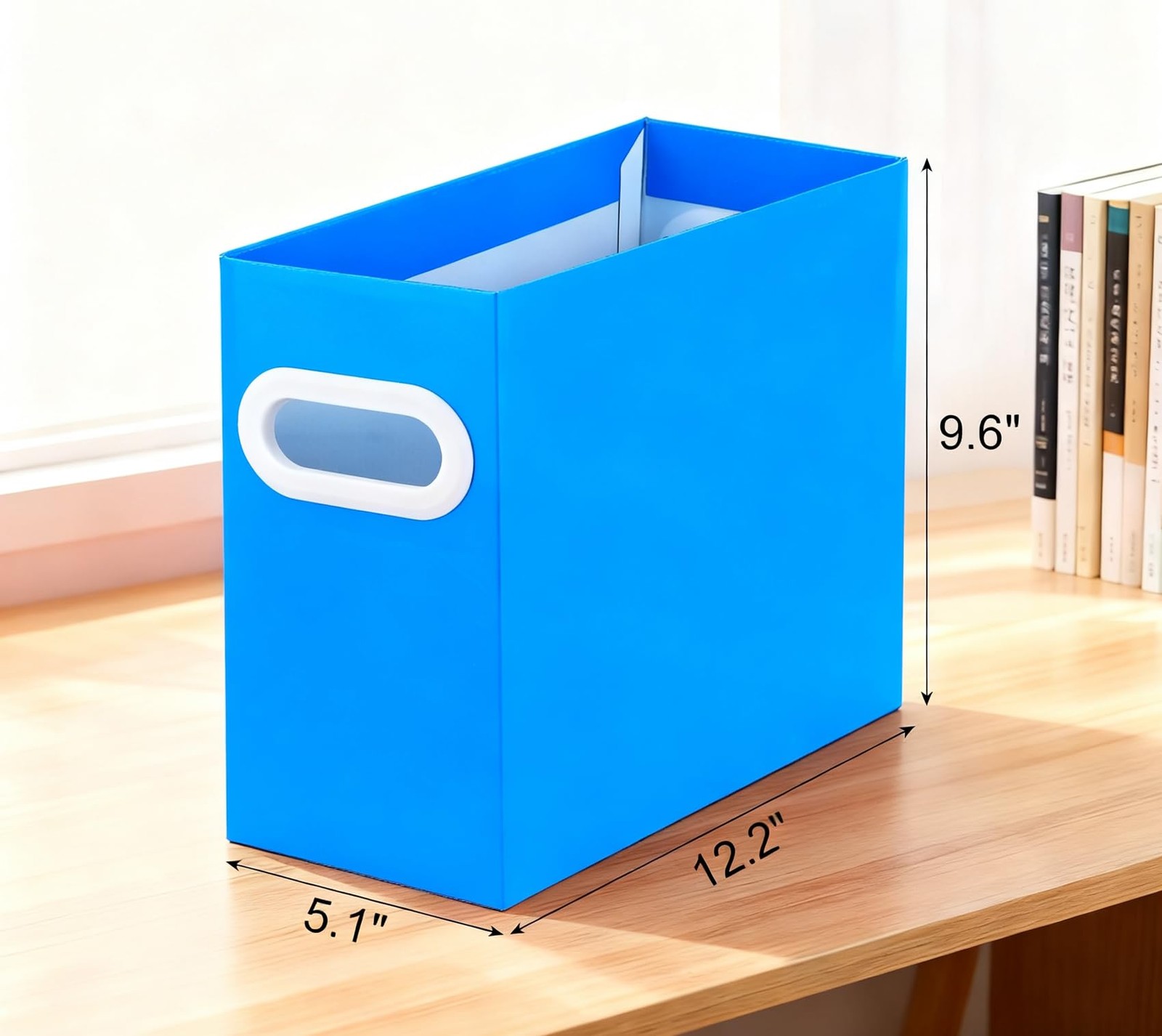 Blue Cardboard File Organizer Storage Box Hanging Folder Letter Size Document