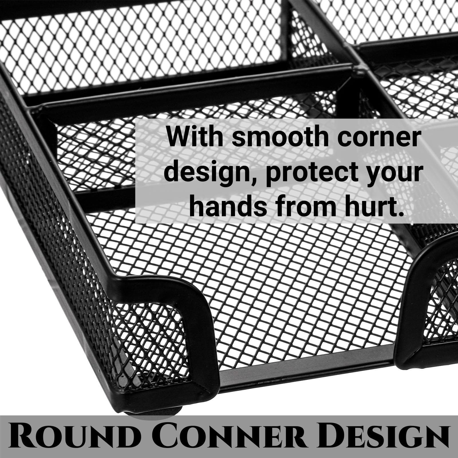 Noamus 2 Pack Desk Drawer Organizer, Metal Mesh Office Tray, 6 Black