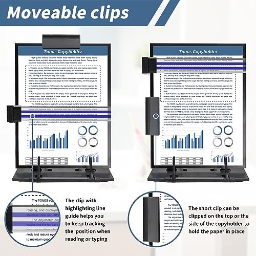 TONOS Document Holder for Desk, Adjustable Stainless Steel Typing Paper Stand