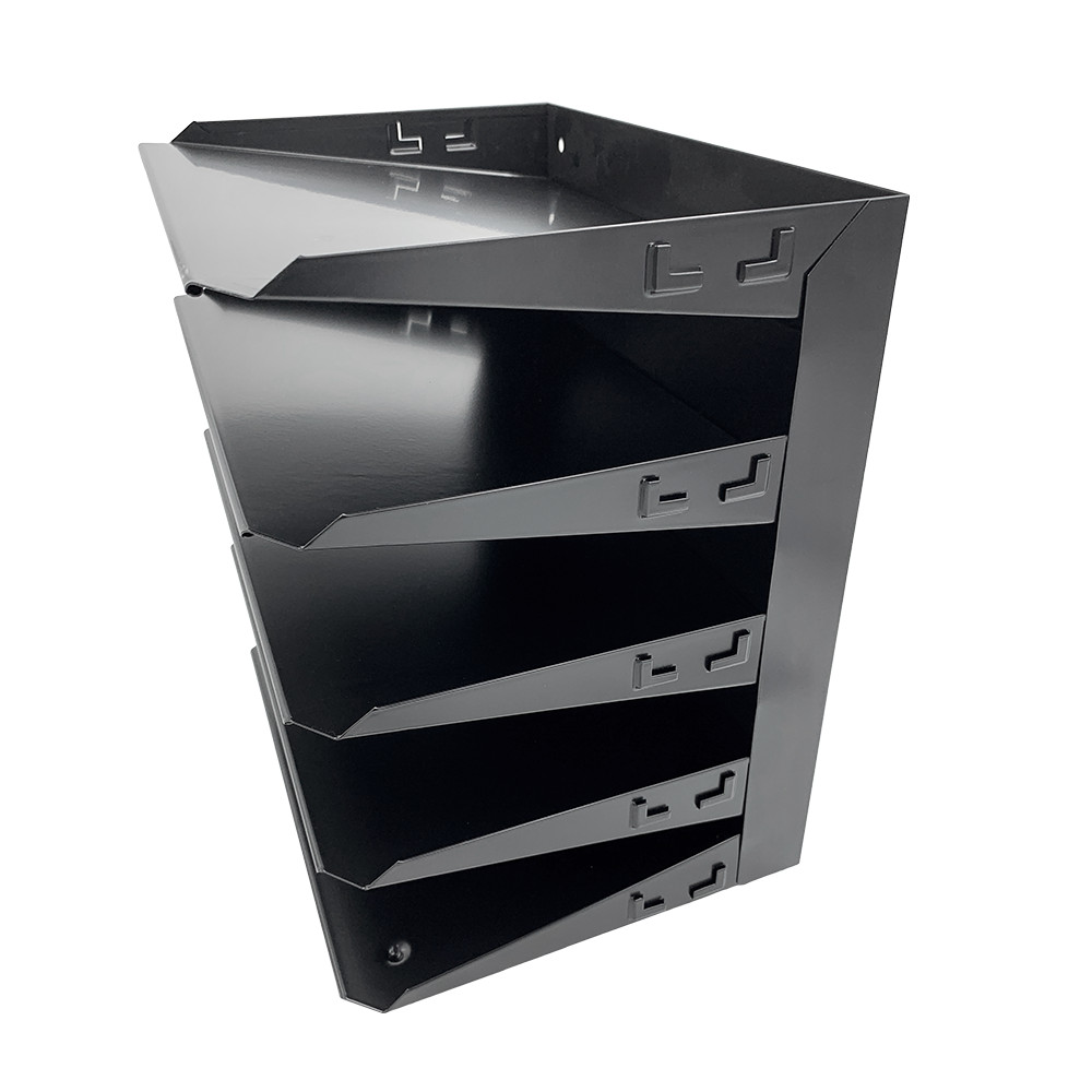Huron Horizontal 5 Slot Steel Desk Organizer/Sorter Black HASZ0149