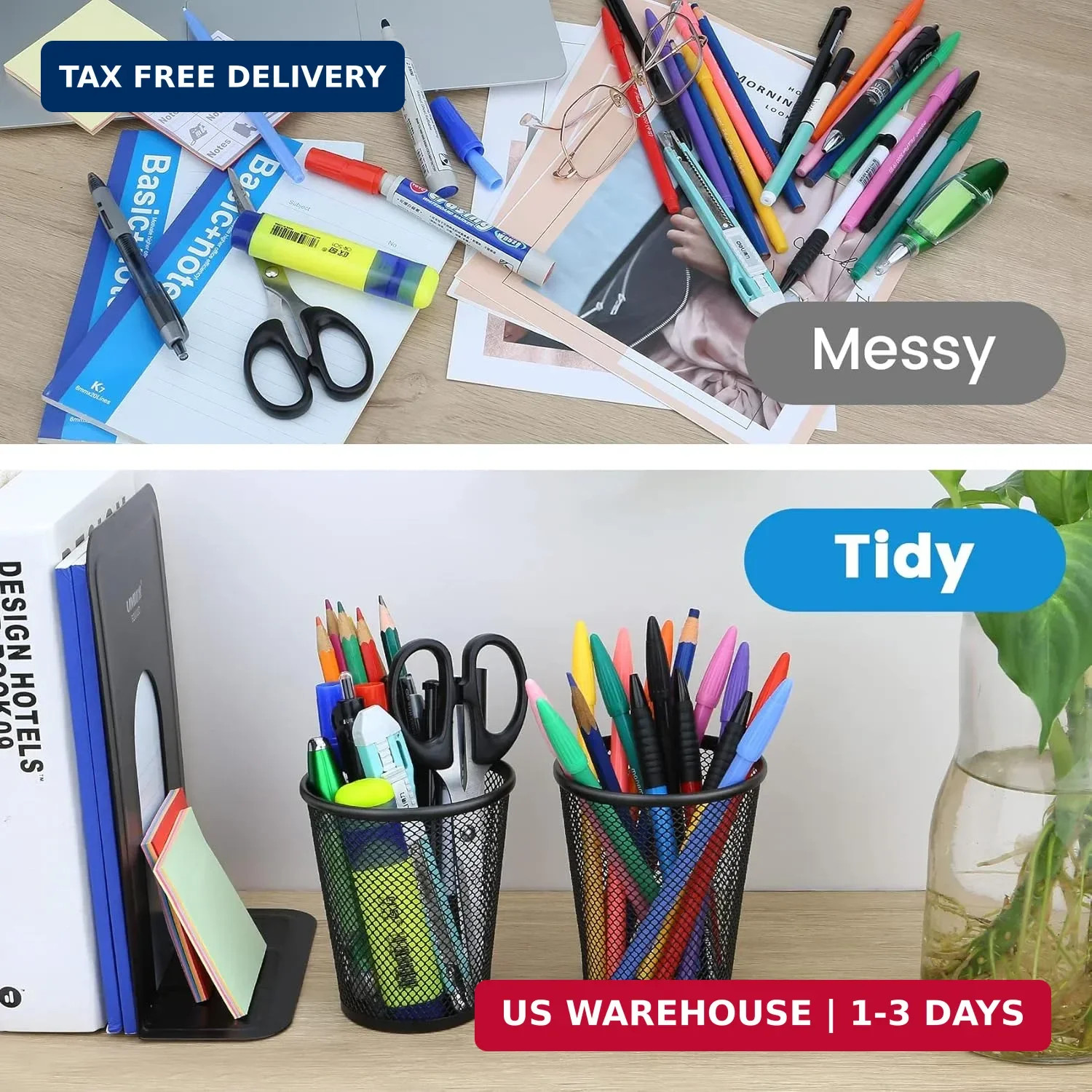 Smgmg Pen Holder for Desk, Pencil Holder for Desk, 4 Pack Pencil Cup for Pen, Me
