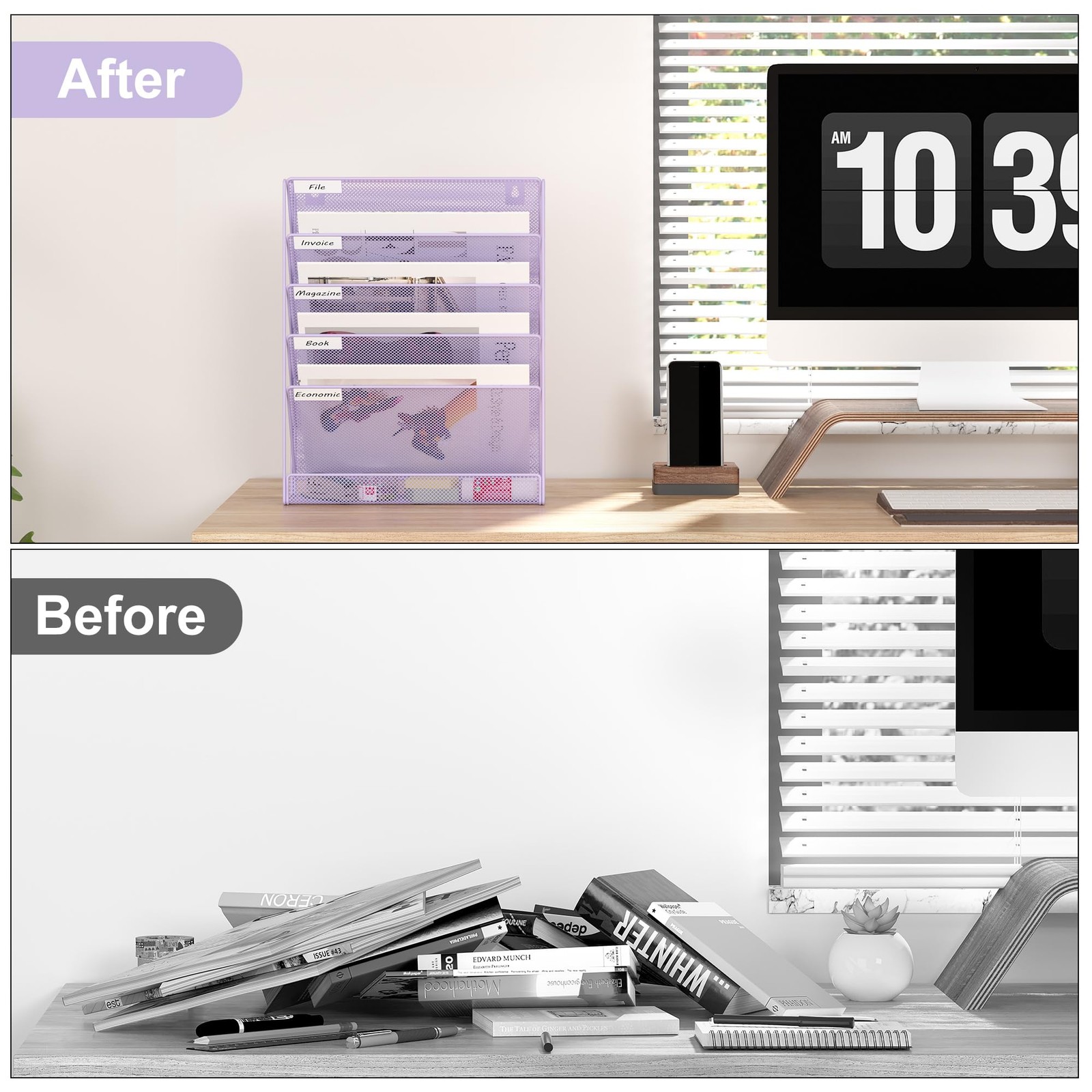 Easypag 5 Tier Wall File Holder Mesh Hanging Folder Organizer Classify Label
