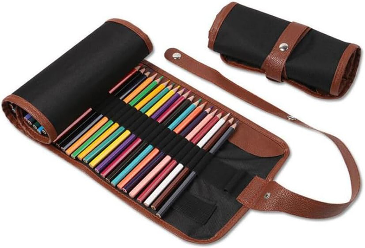 1 Pcs Colored Pencils Roll 48 Slot Canvas Pencil Organizer Bag Wrap Multi-Use Ro