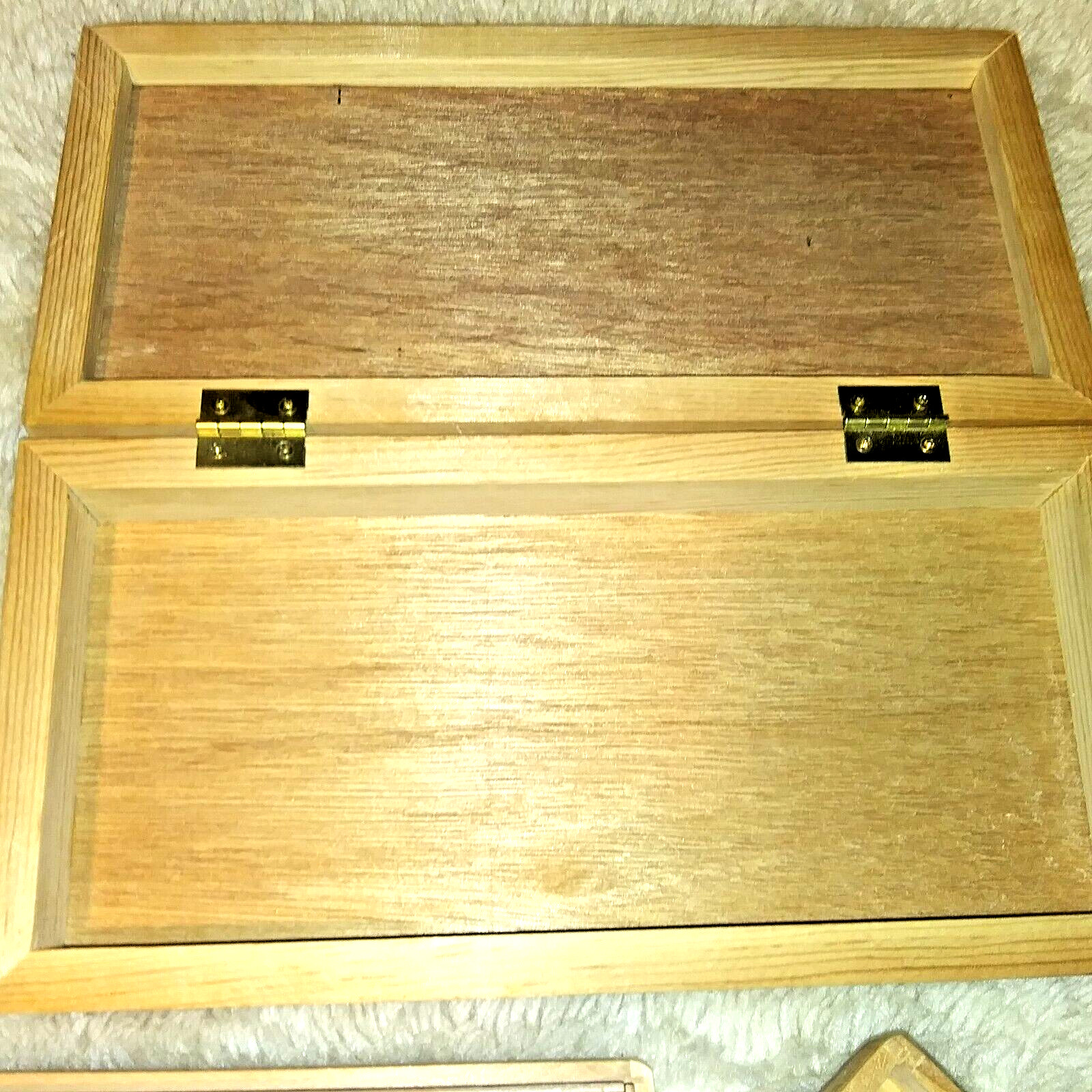 two natural wood hand made Rectangle Storage trinket Box
