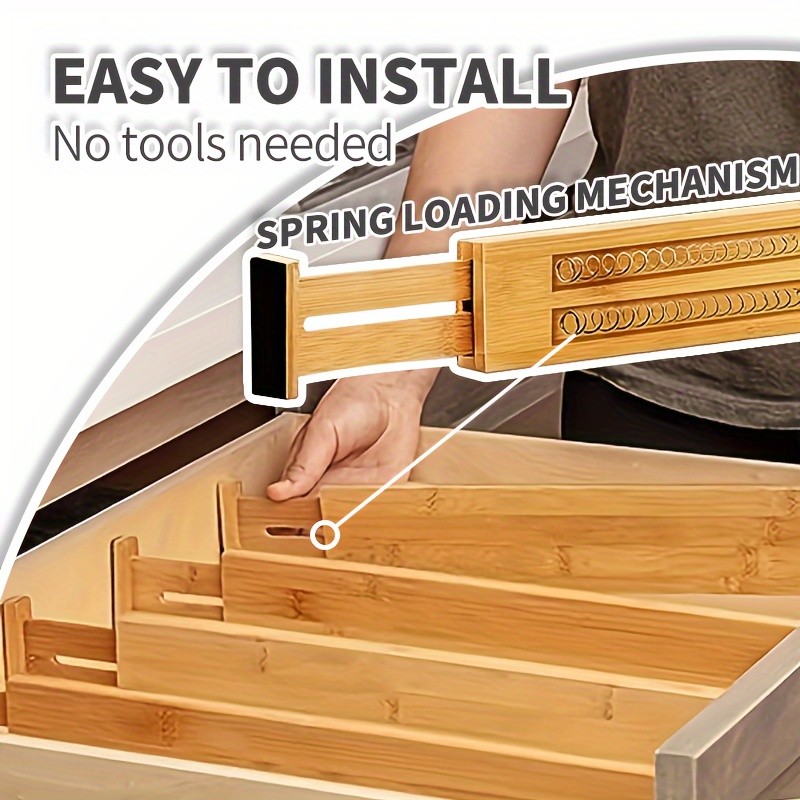 4pcs Drawer Dividers Spring Loaded Expandable Adjustable Organizers Separator