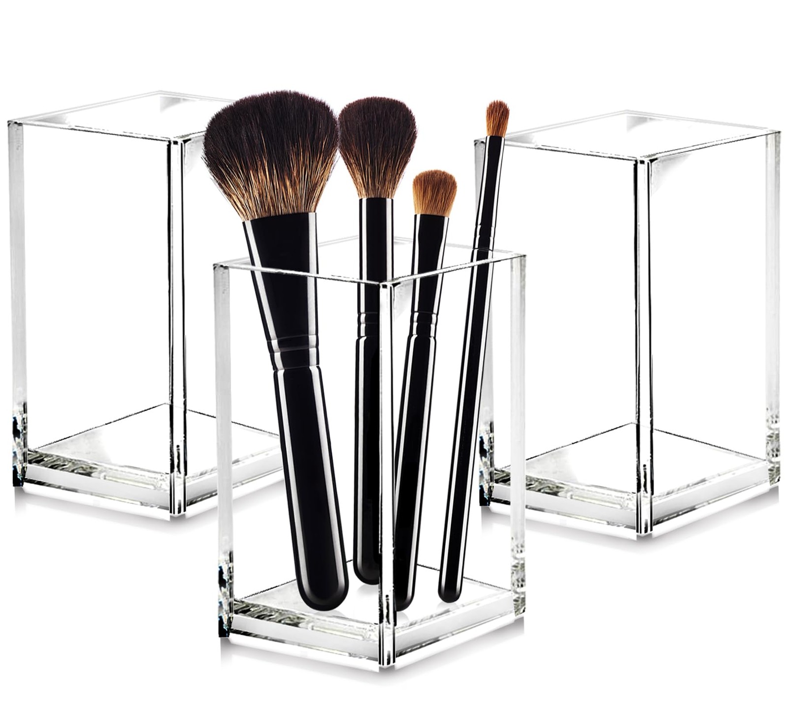Cerpourt 3 Pack Clear Acrylic Makeup Brush Holder,Acrylic Cosmetic
