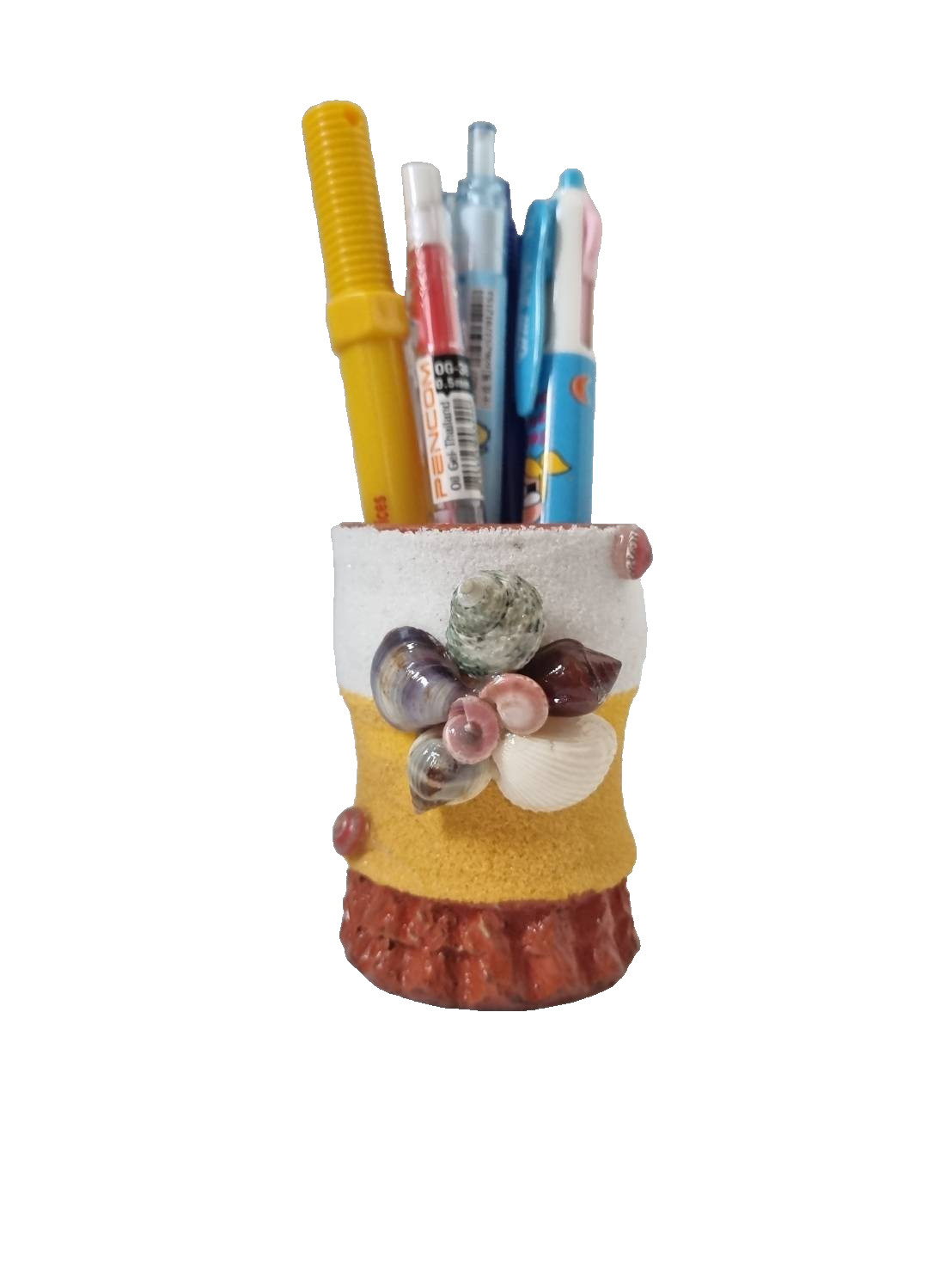 Seashell Pen Pencil Holder Craft Beach Coastal Desk Organizer Shell Art Cup 3″