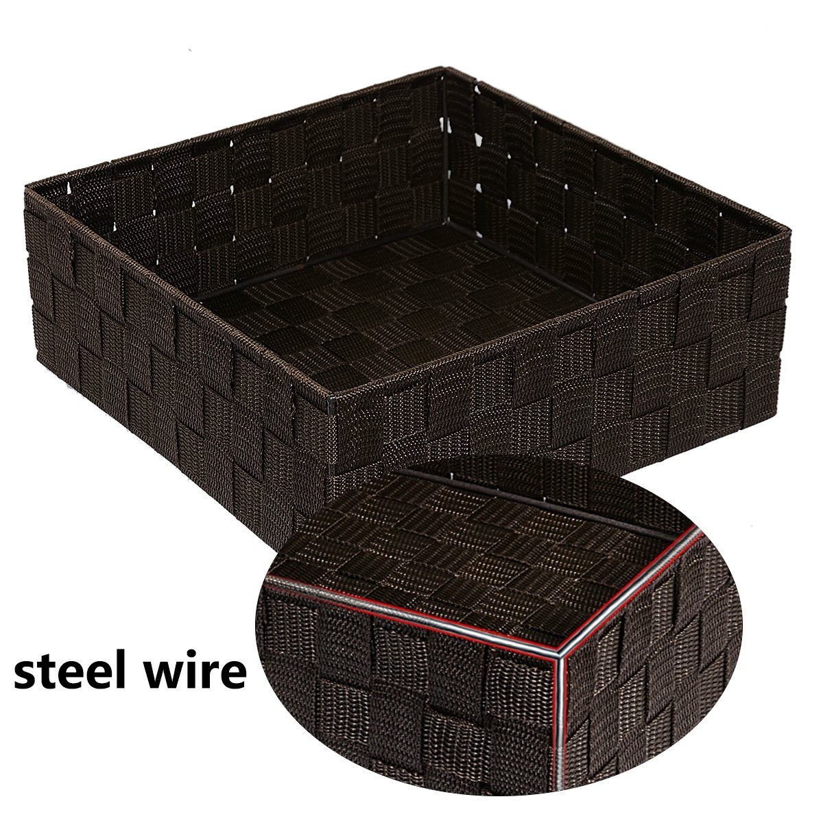 Woven Storage Baskets Set of 4, Small Cube Bin Organizers, Brown
