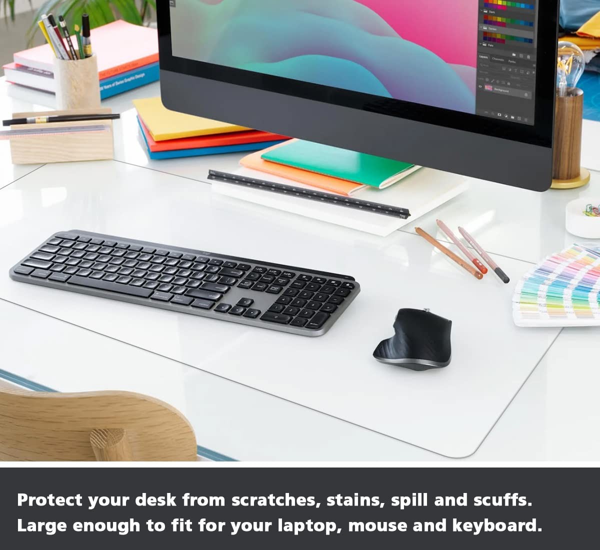 Provalley Clear Writing Desk Pad 17 x 36 Inch Waterproof 17×36 inch,