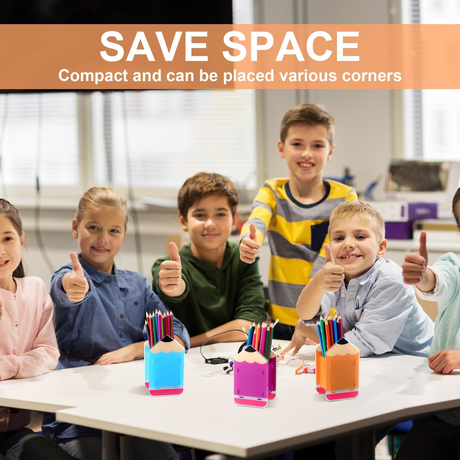 8 Pcs Pencil Shaped Holder Acrylic Pen Holders Colored Dispenser Storage Orga…