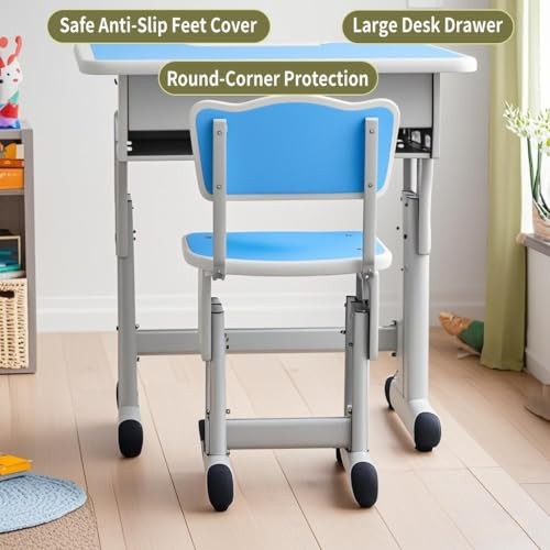 Blue Kids Study Desk Cantonape Height Adjustable