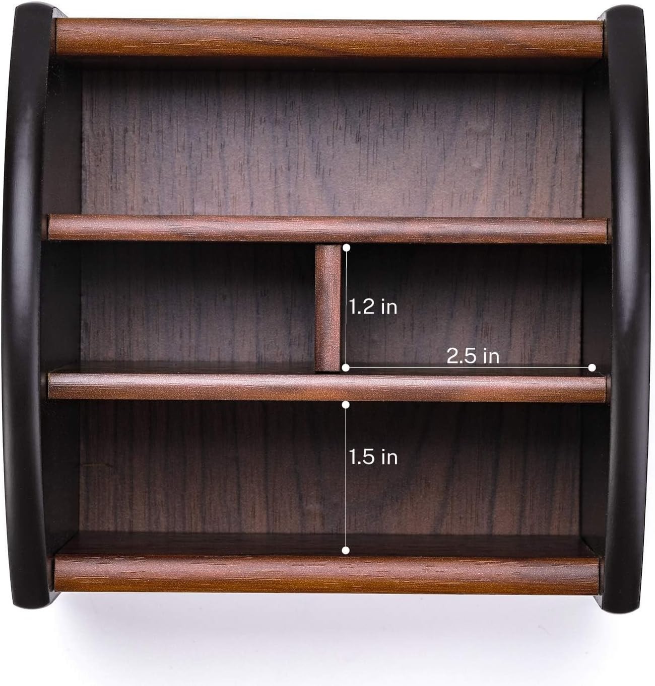 Caddy,Remote Control Organizer Wooden Storage Holder Desk with 4 Compartments