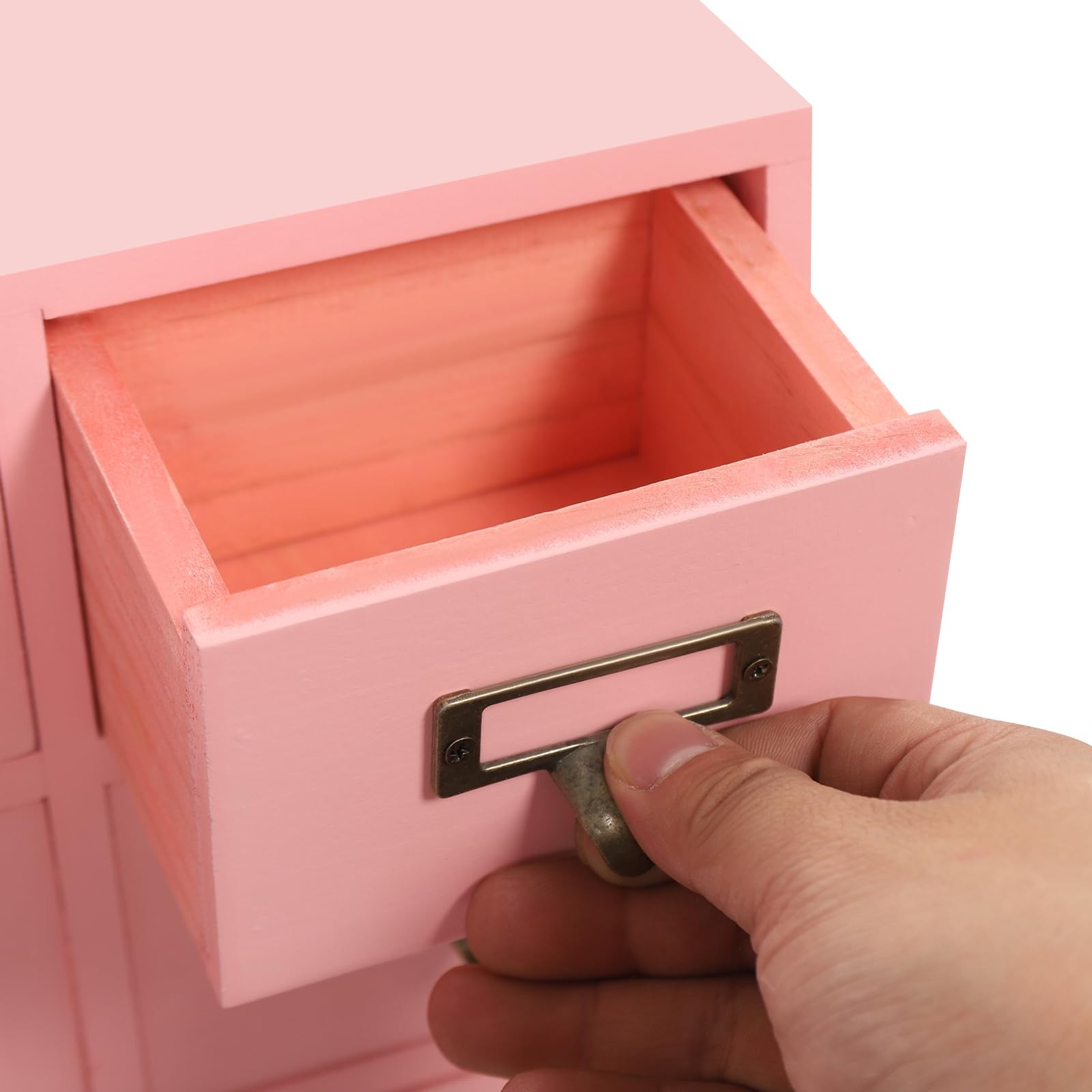 64-Drawer Wooden Storage Cabinet Vintage Tabletop Mount Desk Organizer Pink