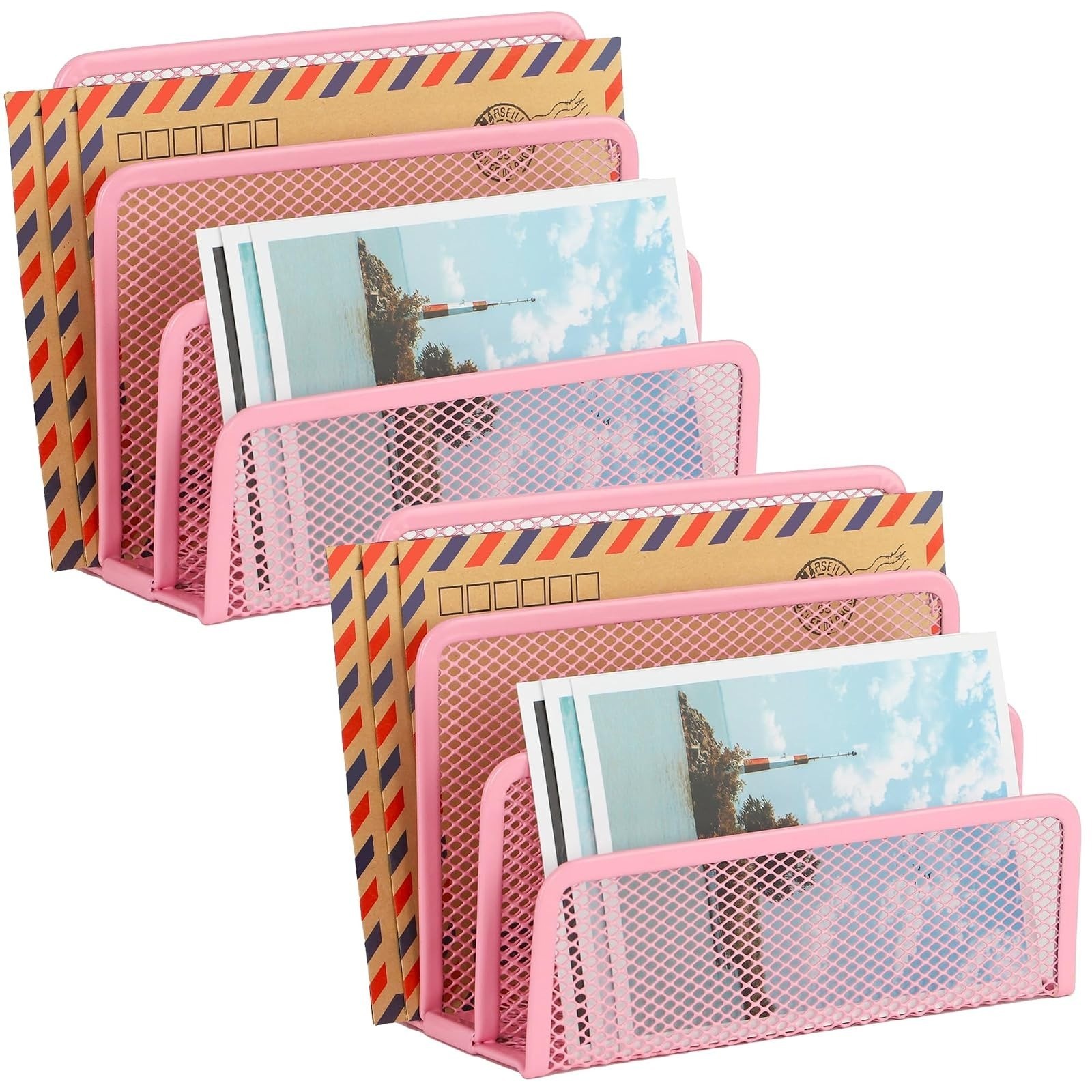 EASEPRES Desk Mail Organizer – Metal Mesh Letter Sorter with 3 Compartments