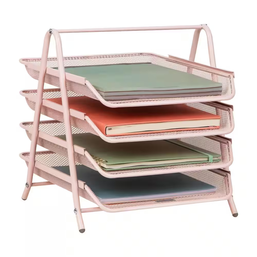 Network Collection, 4-Tier Paper Tray, File Storage, Desktop Organizer, Metal Me