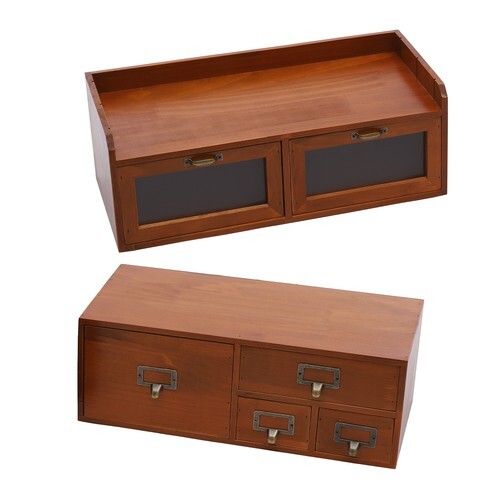 Desktop Storage Cabinet with 6 Drawers, Wooden Box Organizer for Office Supplies