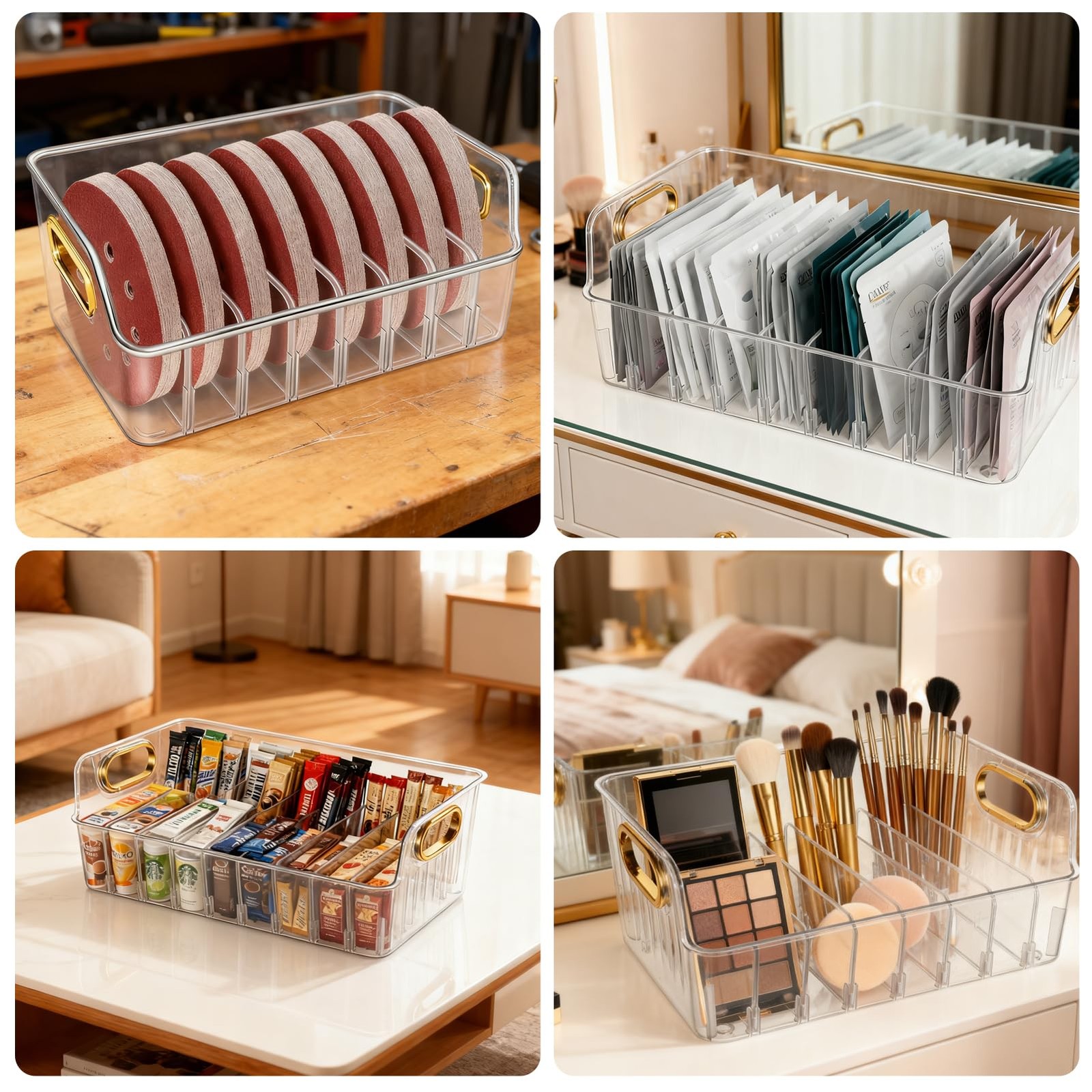 Wopgrty 2 Sets 5 Inch Sanding Discs Storage Bins – 8 Slots for Clear