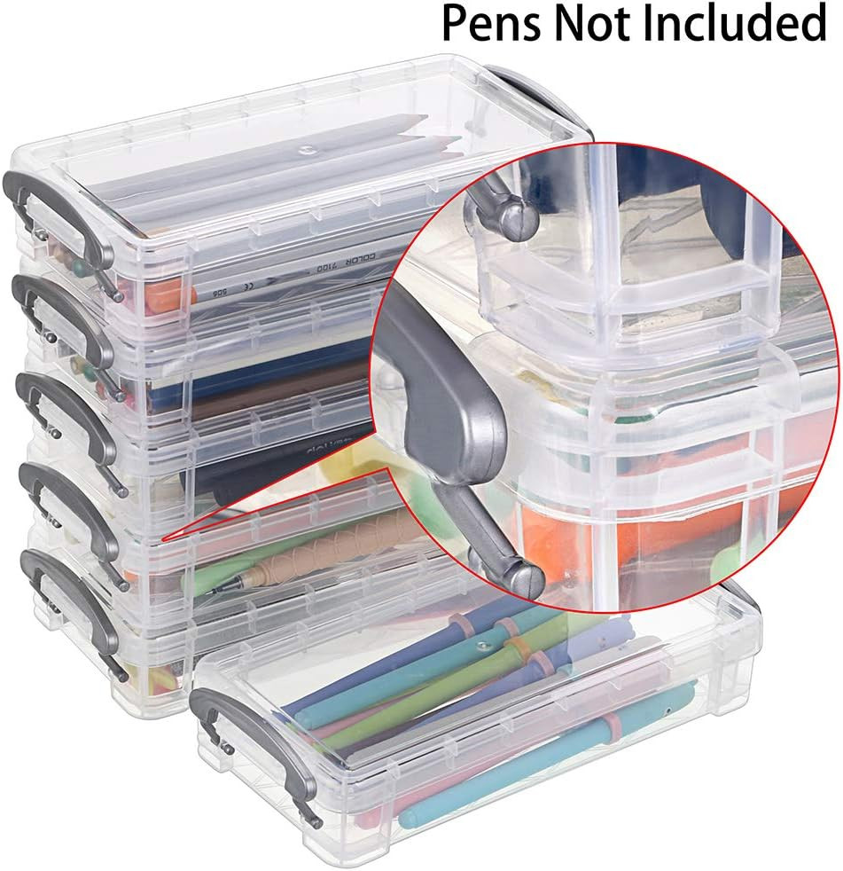 Large Pencil Box Set – 6 Clear Organizers for Art & Office Supplies