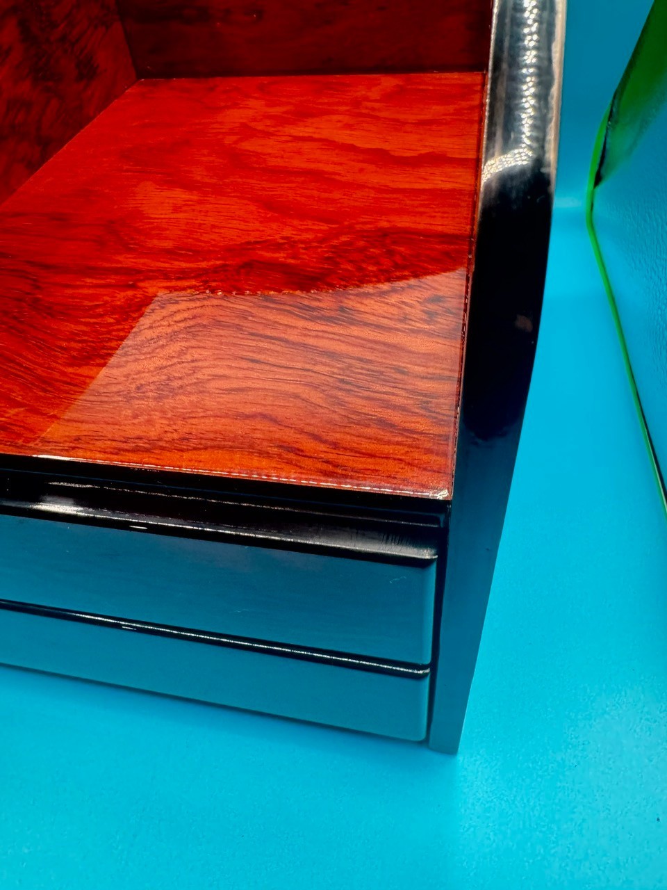 Vintage Burlwood Executive Table Top Organizer