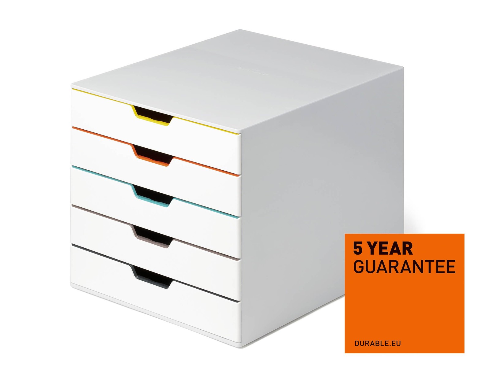 5 Drawer Unit – White Desktop Storage for Letter Size Files – Easy Organization