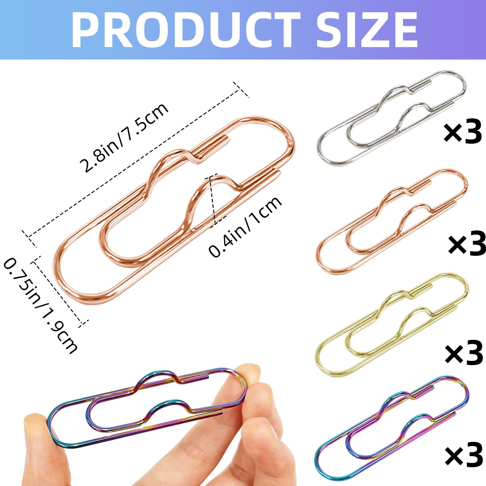 12 Pack Metal Pen Clips Paperclip Pen Holders for Notebook Journals Office Use