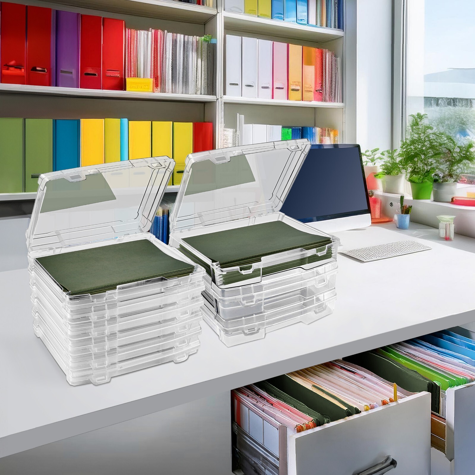 Sorbus 9-Piece Variety Pack Hanging File Organizer Bins – Thick and Thin Trays