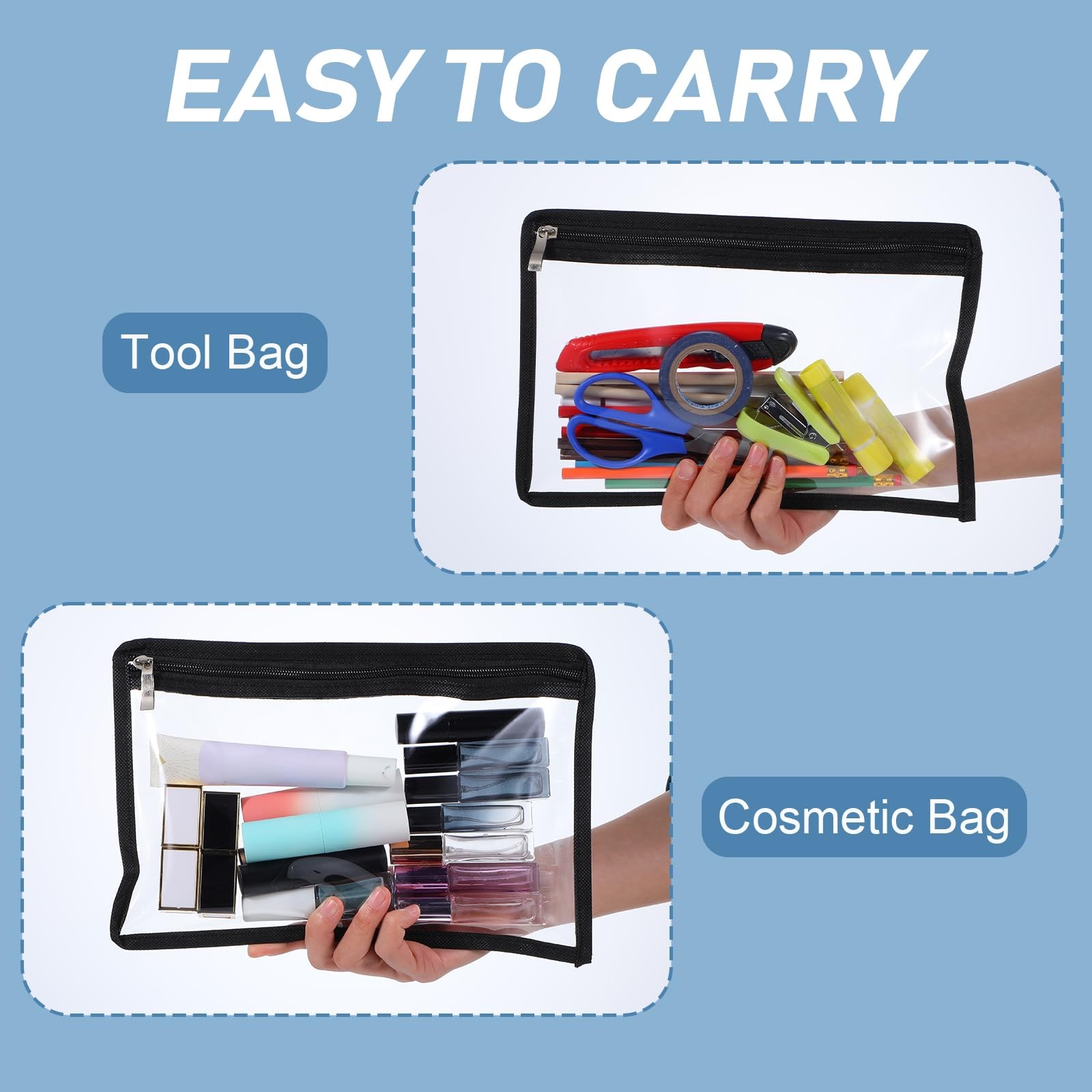Bolsas transparentes con cremallera, bolsas para lápices, sobres de PVC