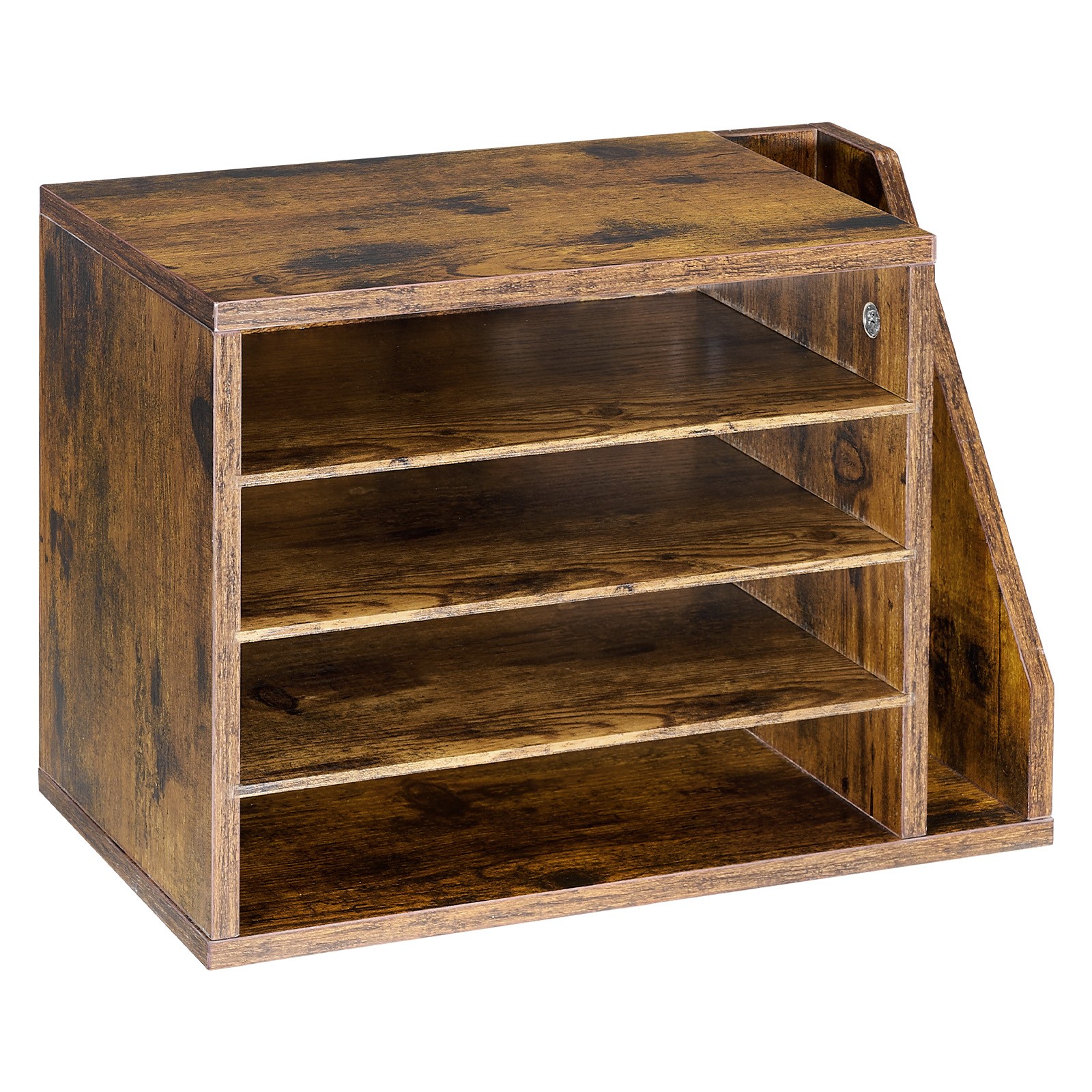 Uimoso 4-Compartment Office Mail Organizer with Detachable Shelves, Brown