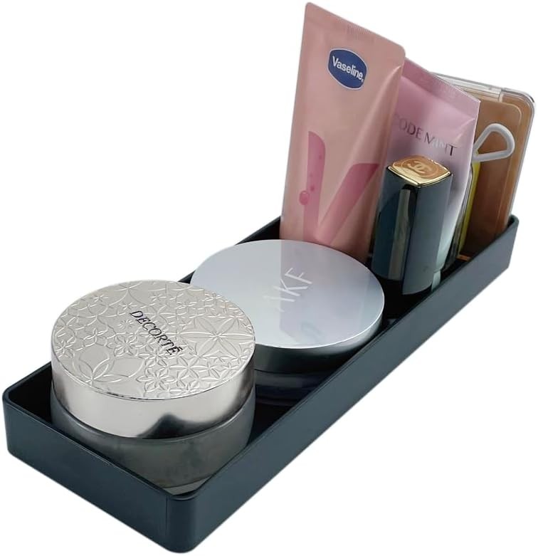 Amazon Basics Rectangular Plastic Desk Organizer, Half Accessory Tray, 9.4″ x 3.
