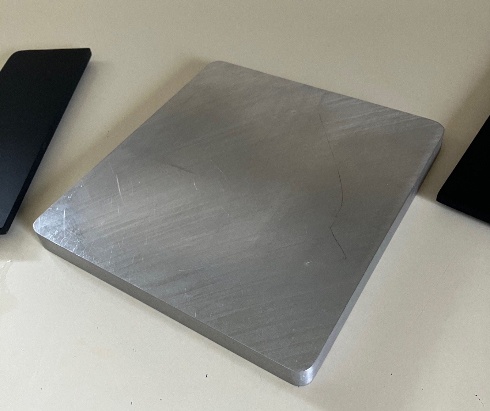 VINT MID CENTURY MODERN DESK ORGANIZER ALUMINUM & BLACK MELAMINE OLIVETTI STYLE