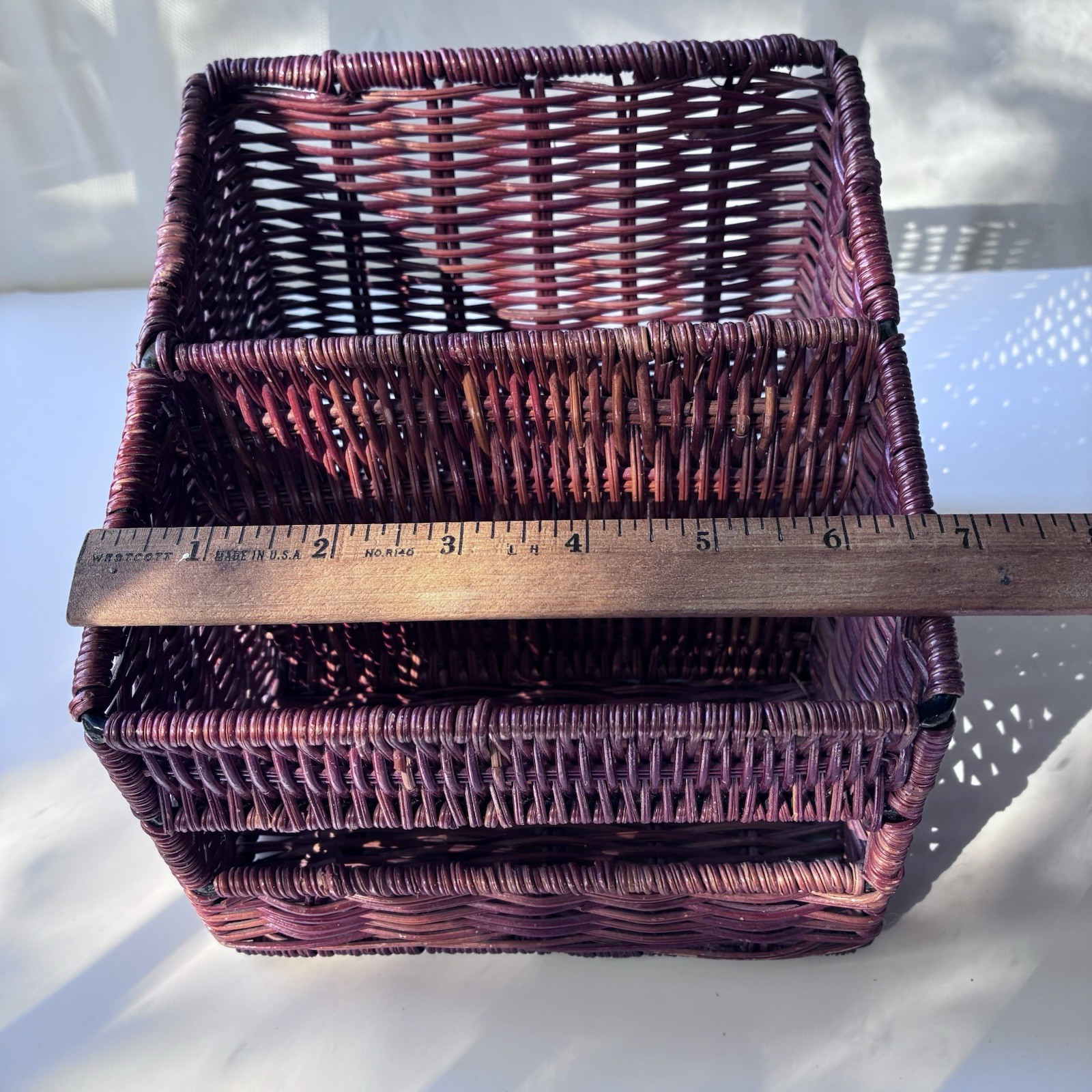 Vintage Wicker Rattan Desk Caddy Organizer Mail Holder Boho Retro Cottage